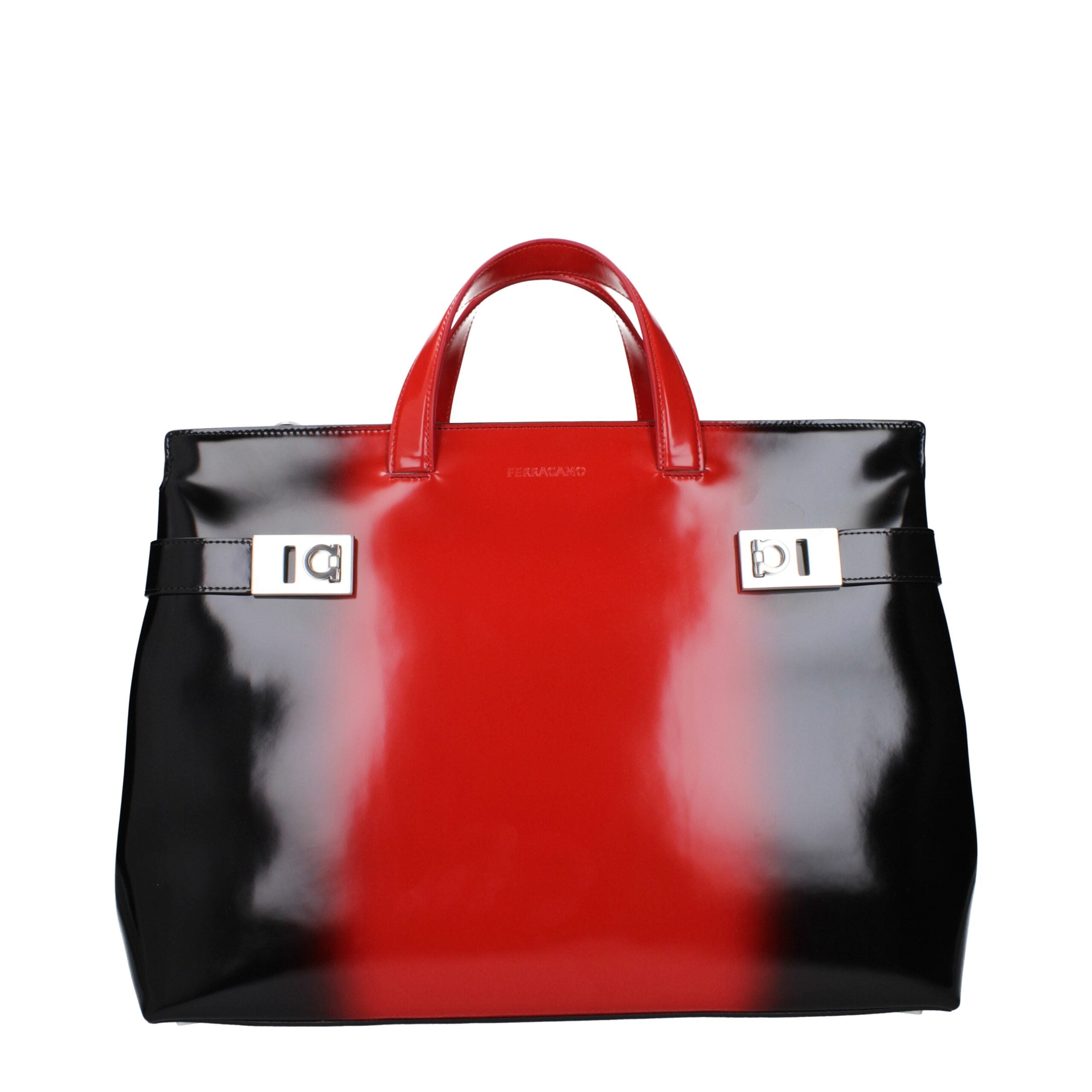 Salvatore Ferragamo black leather handbag front view