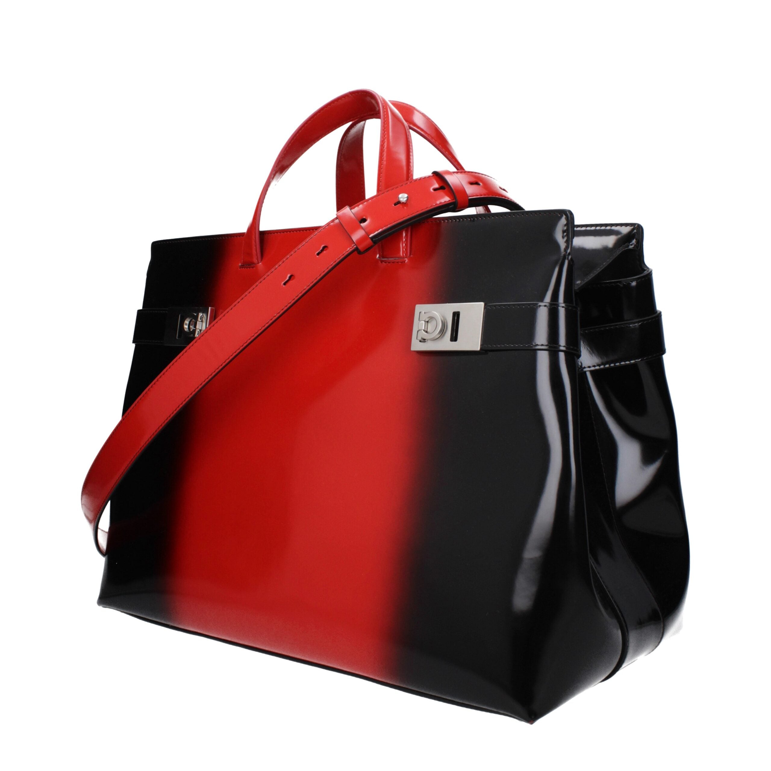 Salvatore Ferragamo black leather handbag side view