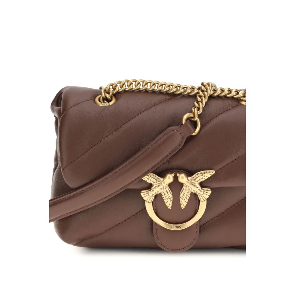 Elevate your elegance with the PINKO Brown Calf Leather Bos Taurus Shoulder Bag, a masterpiece of luxury and sophistication, perfect for any occasion.