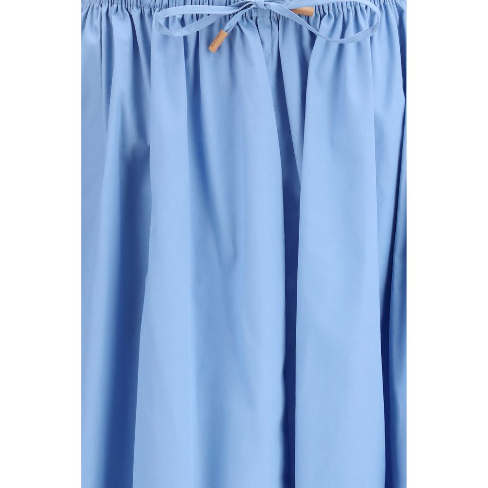 Marni light blue cotton midi skirt detail view