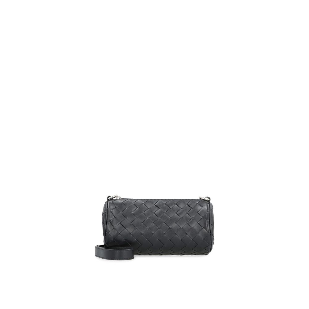 Bottega Veneta black calfskin shoulder bag front view