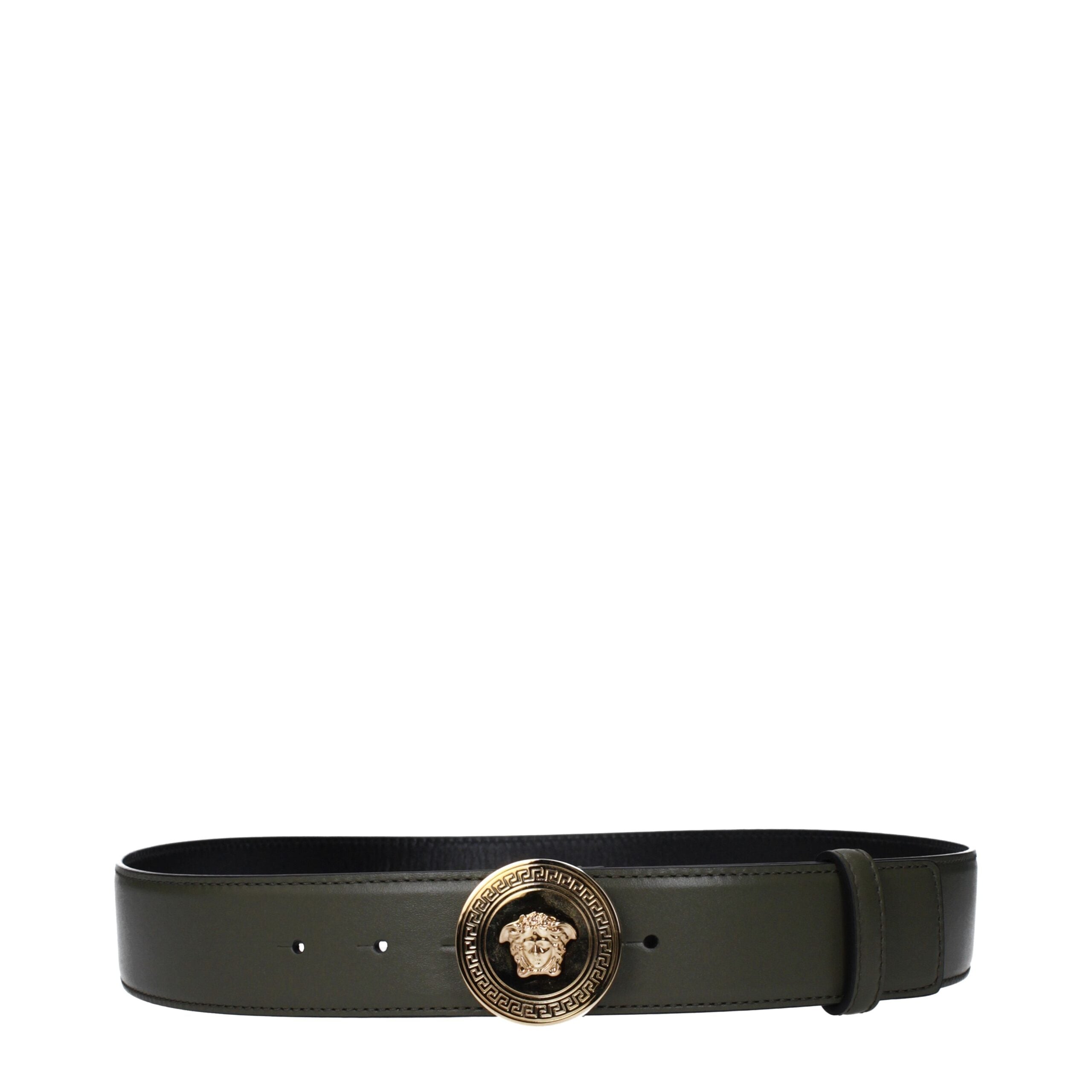 Versace green leather regular belt front view