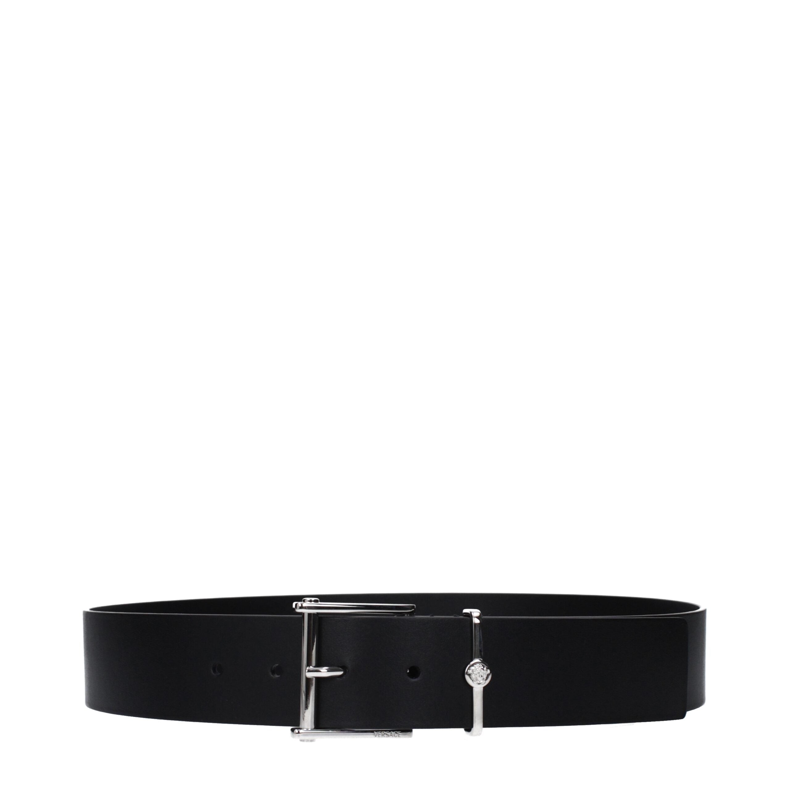 Versace black leather regular belt front view