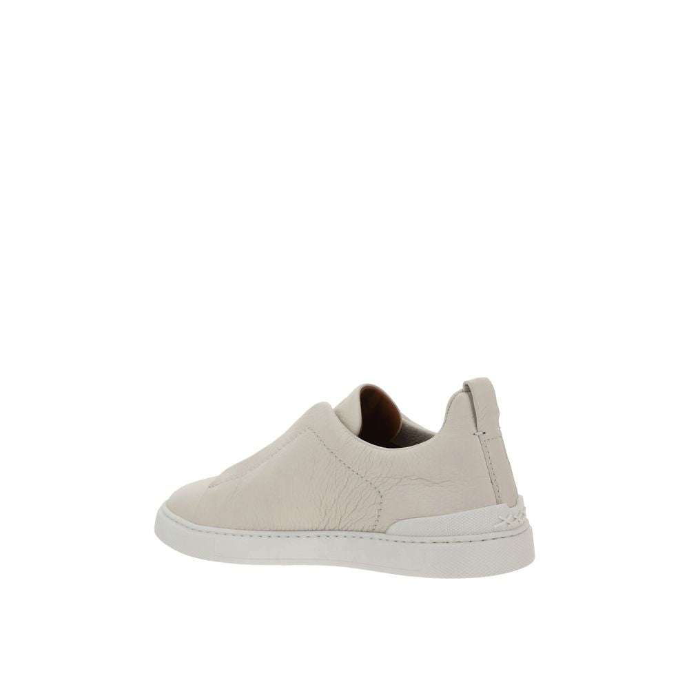 ZEGNA White Calf Leather Bos Taurus Sneakers