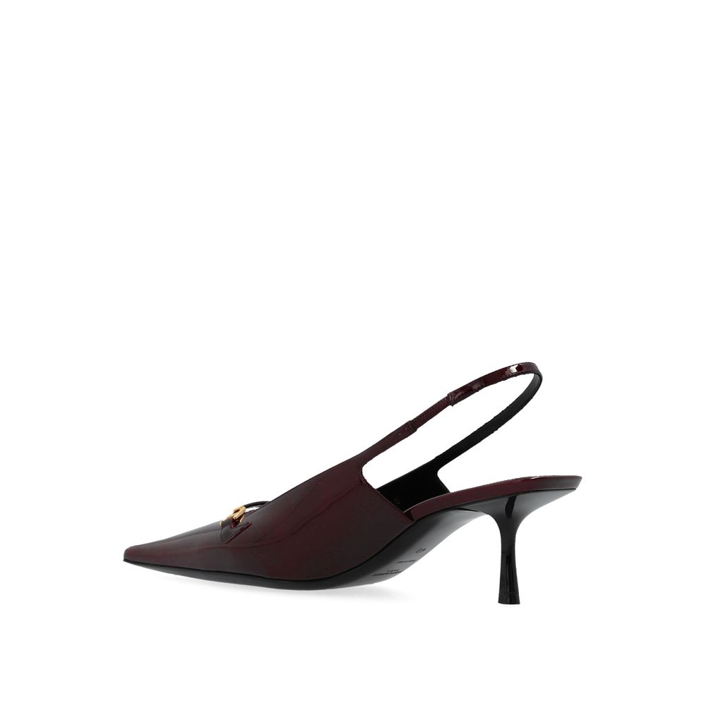 Saint Laurent Burgundy Calfskin Mid Heel Pumps