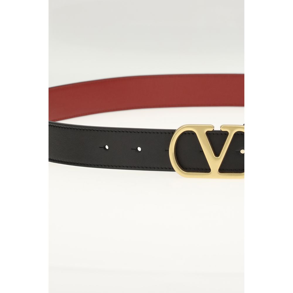 Valentino Garavani Black Calf Leather Bos Taurus Regular Belt