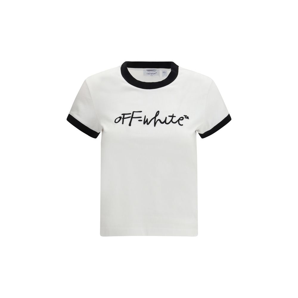 Elevate your wardrobe with the Off-White The Script T-shirt, crafted from 100% soft cotton, embodying luxury and sophistication for the discerning individual.