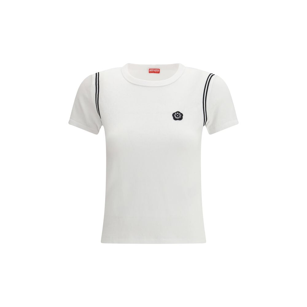 Discover the Kenzo White Cotton T-Shirt, a symbol of luxury and elegance, crafted from soft cotton with an exquisite embroidered Boke Flower badge for the discerning individual.