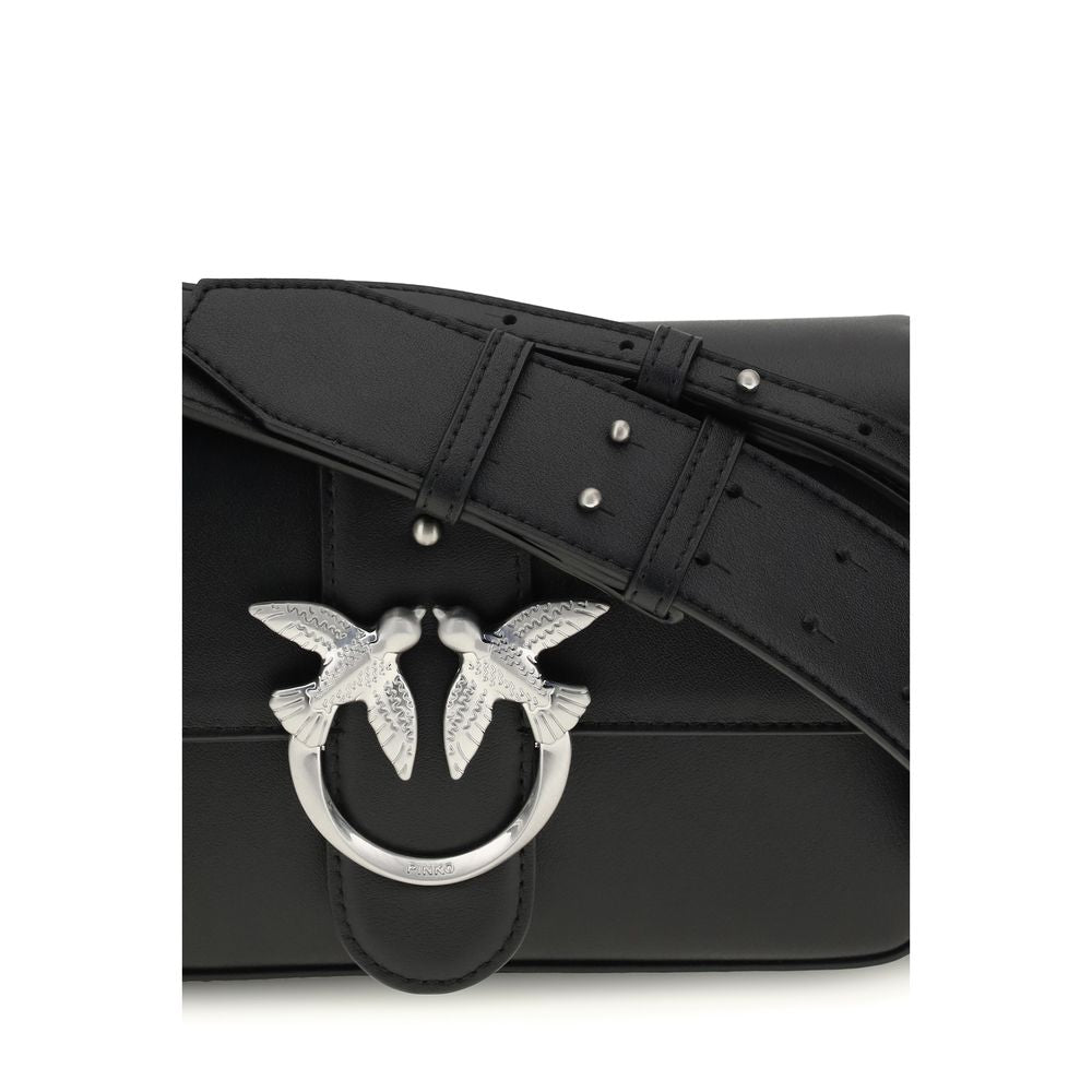 Elevate your style with the PINKO Black Calf Leather Bos Taurus Shoulder Bag, a blend of exquisite craftsmanship and timeless elegance, perfect for the discerning individual.