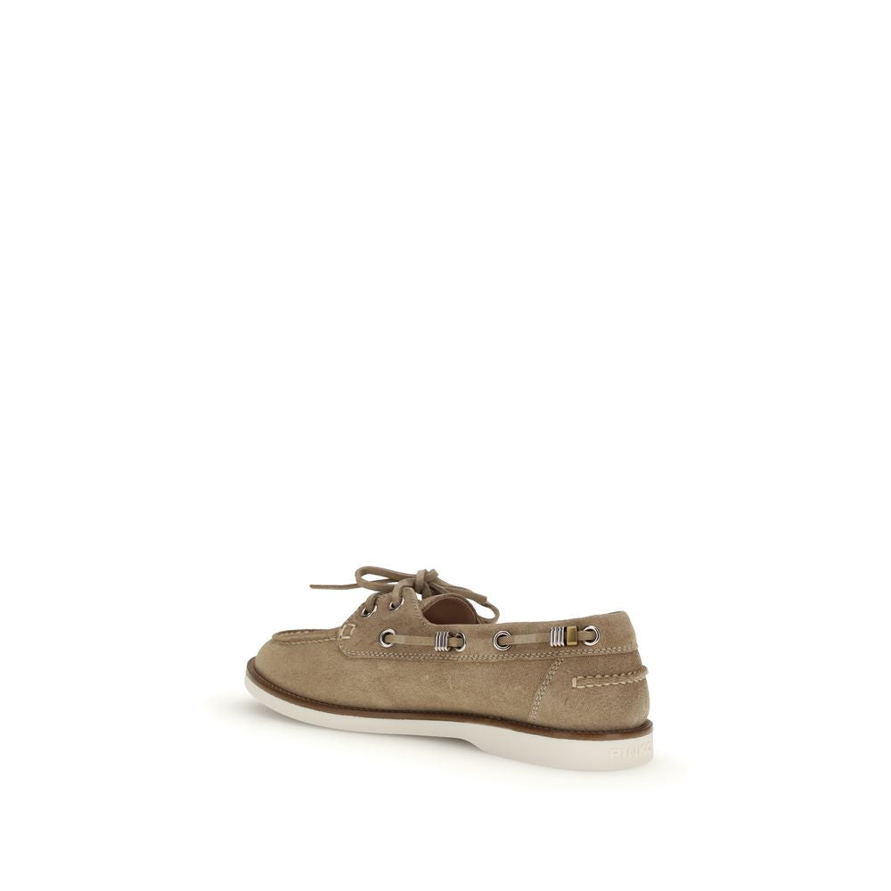 Step into a realm of elegance with PINKO's Beige Calf Leather Bos Taurus Slip-On Loafers, where exquisite craftsmanship meets timeless sophistication for every occasion.