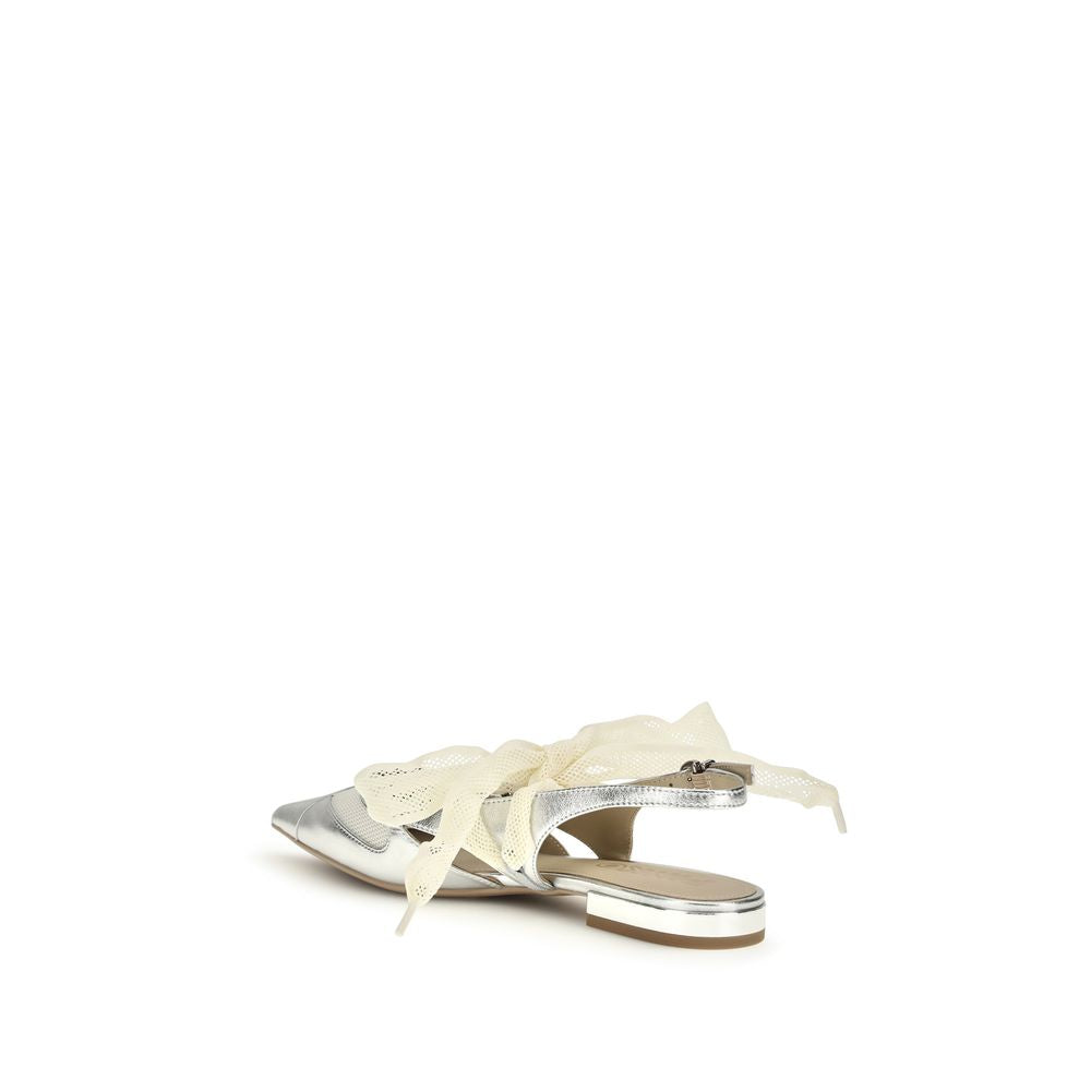 Discover the PINKO Silver Calf Leather Bos Taurus Ballet Flats, where exquisite craftsmanship meets timeless elegance, perfect for the discerning individual seeking luxury.