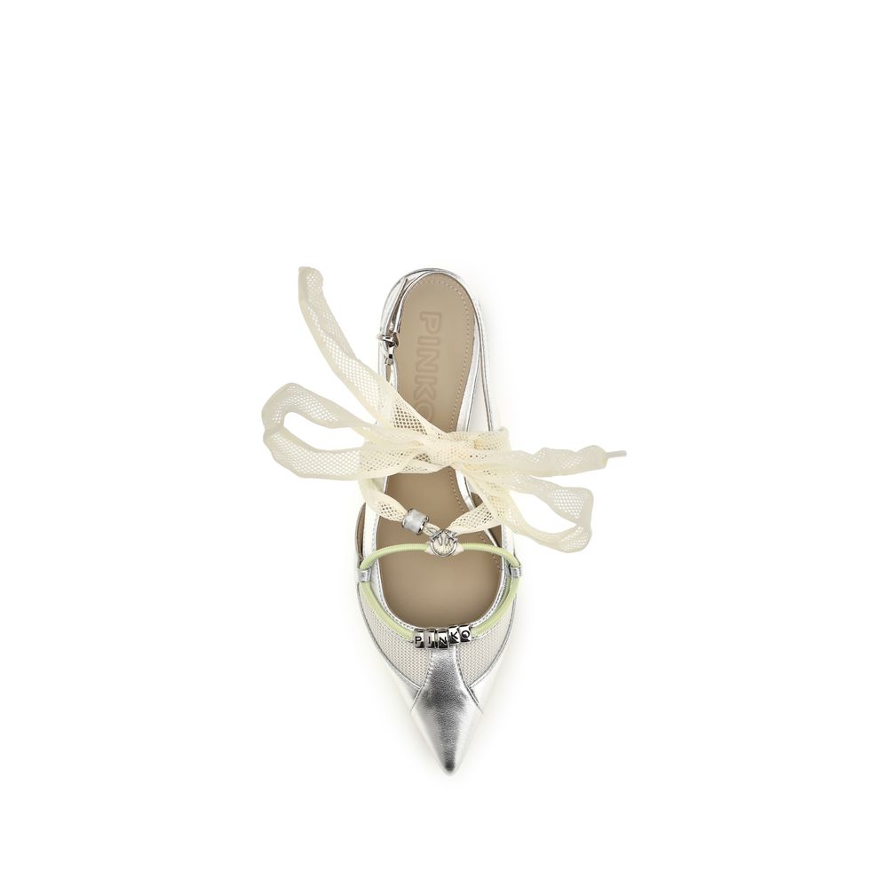 Discover the exquisite PINKO Silver Calf Leather Bos Taurus Ballet Flats, where luxurious craftsmanship meets timeless elegance, perfect for every sophisticated occasion.