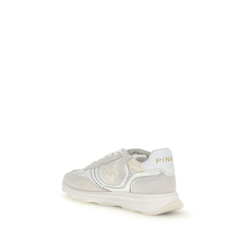 PINKO White Calf Leather Sneakers - Designer Luxury Footwear