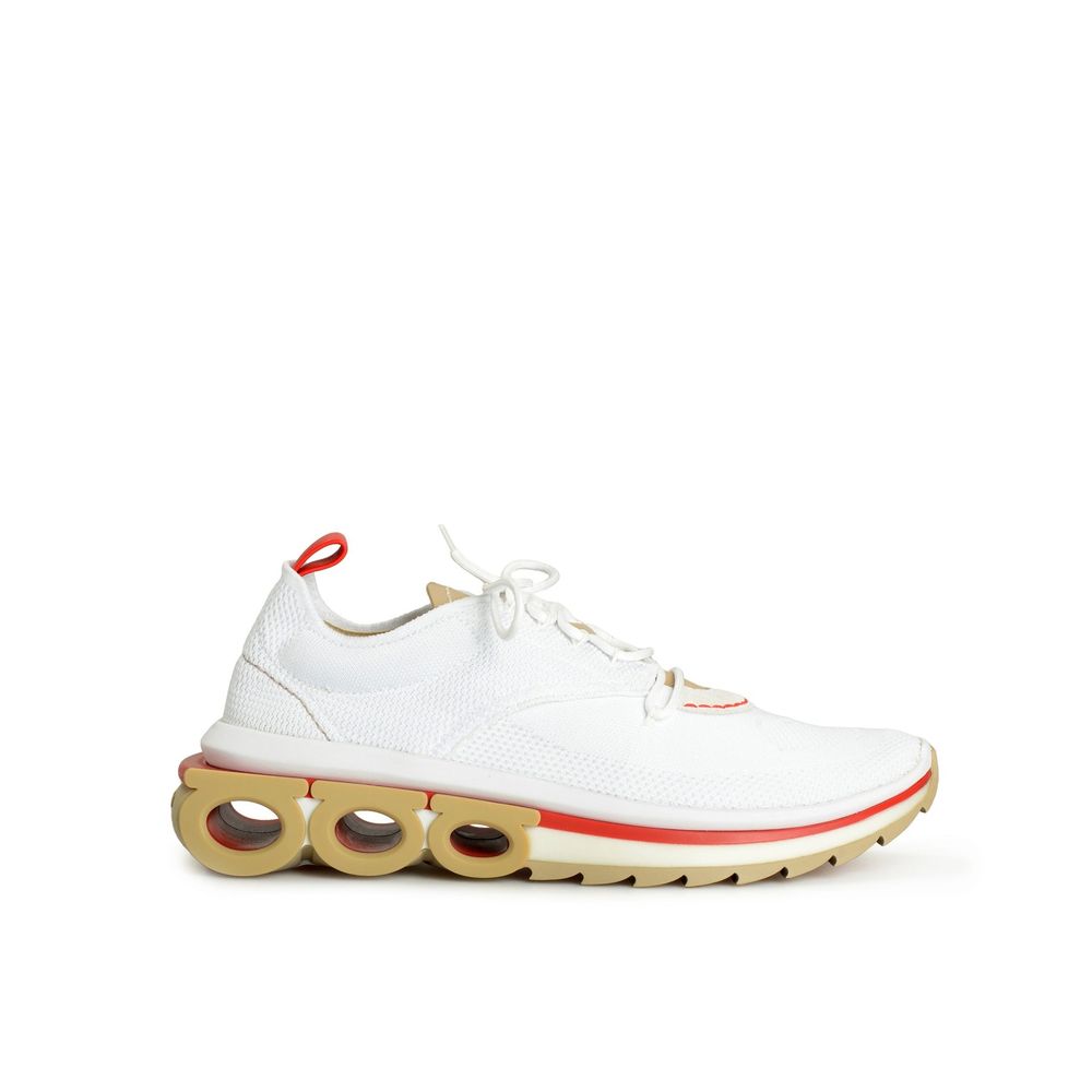 Salvatore Ferragamo White Fabric Athletic Sneakers