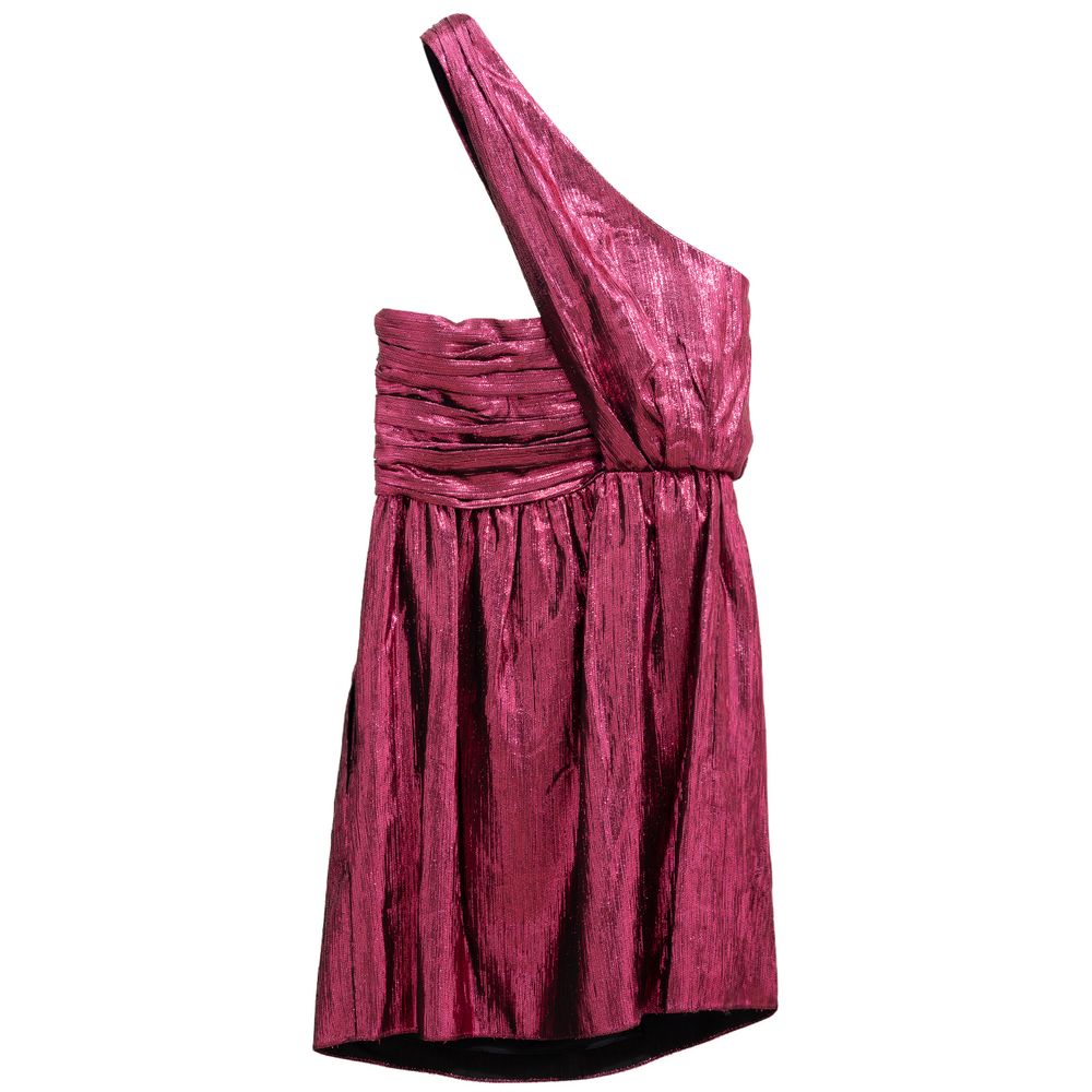 Elevate your evening with the Saint Laurent Fuchsia Viscose Short Dress, a luxurious fusion of metallic lamé and silk, designed for unforgettable moments of elegance.