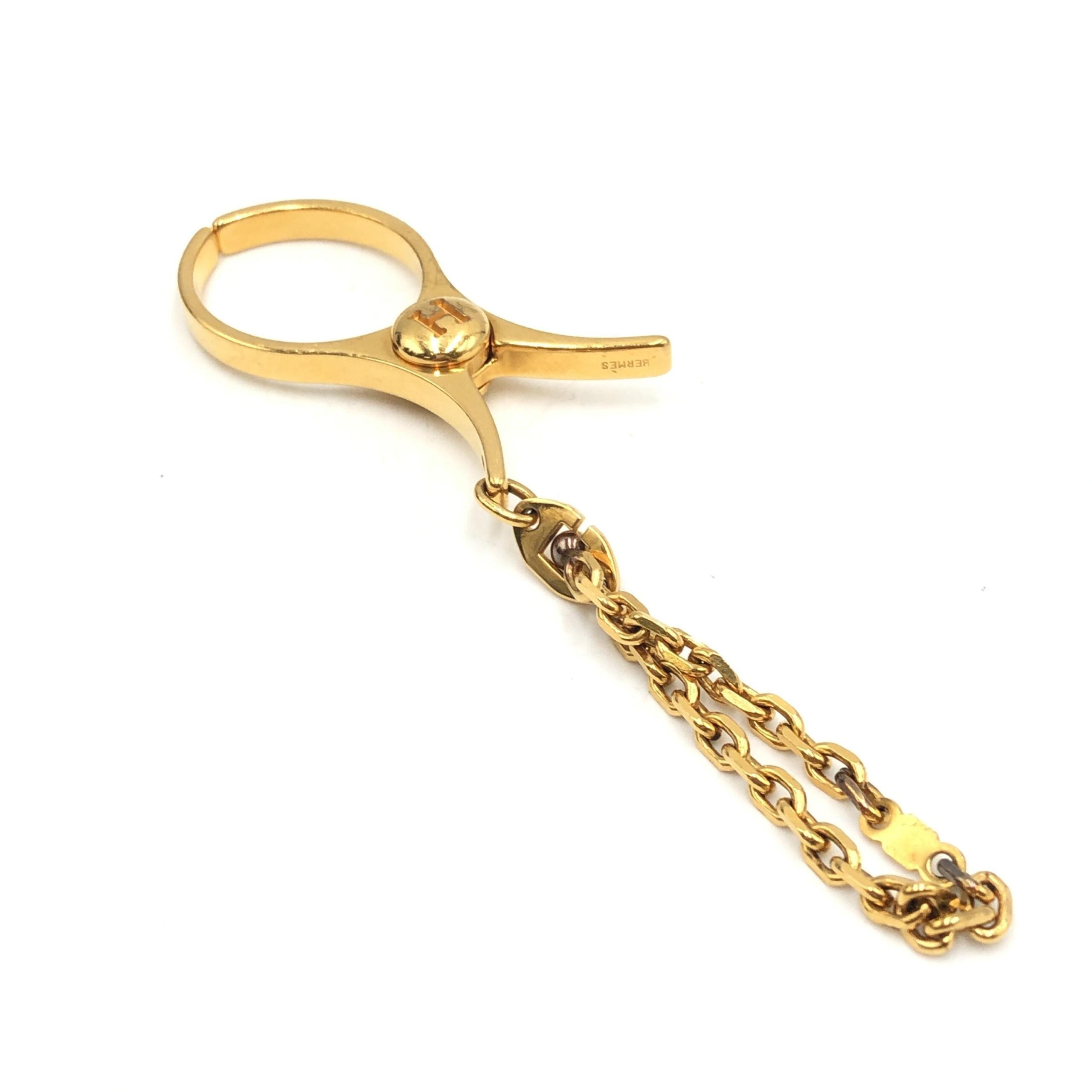 Hermès Gold Metal Glove Holder Keychain