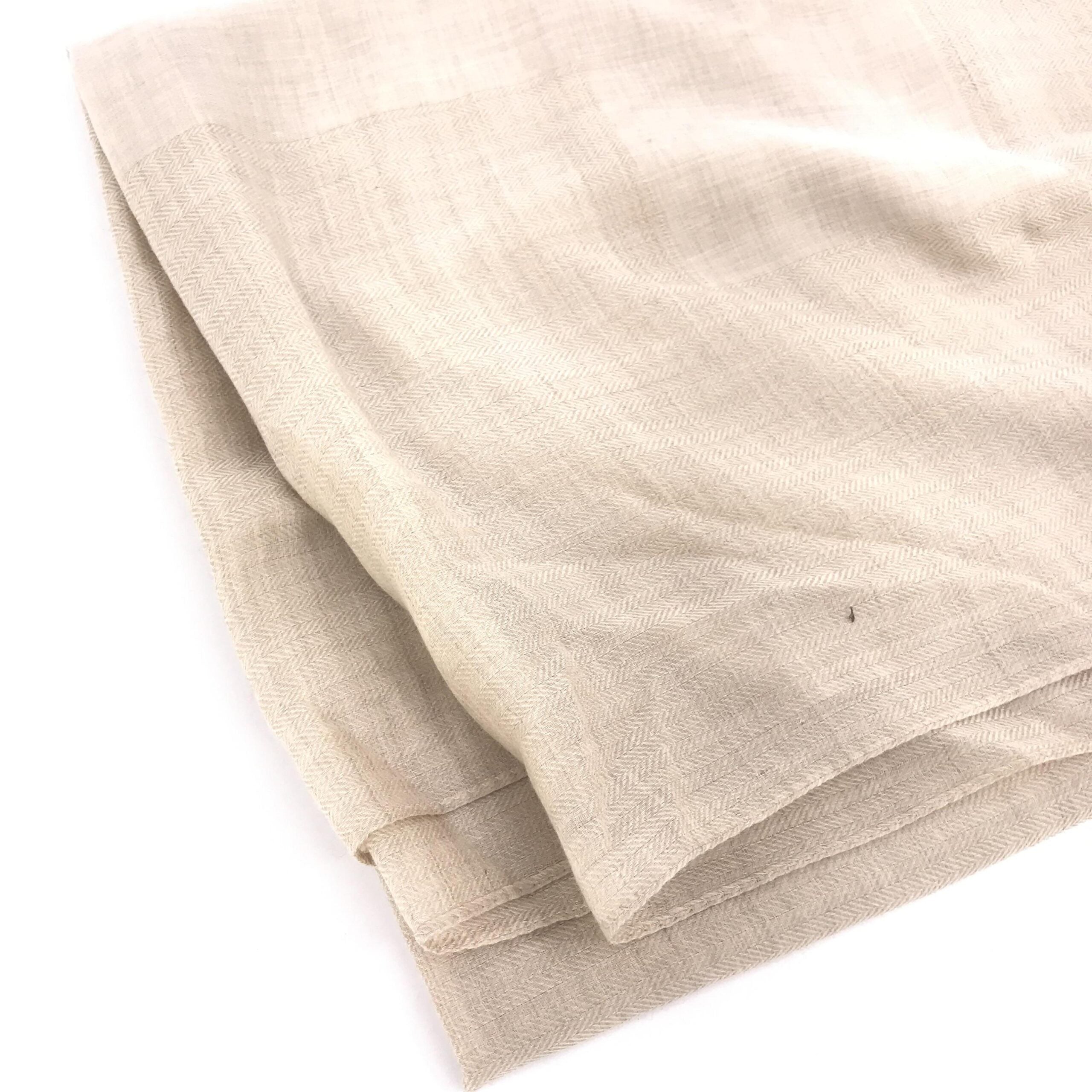 Hermès Light Beige Linen Scarf With Fringes