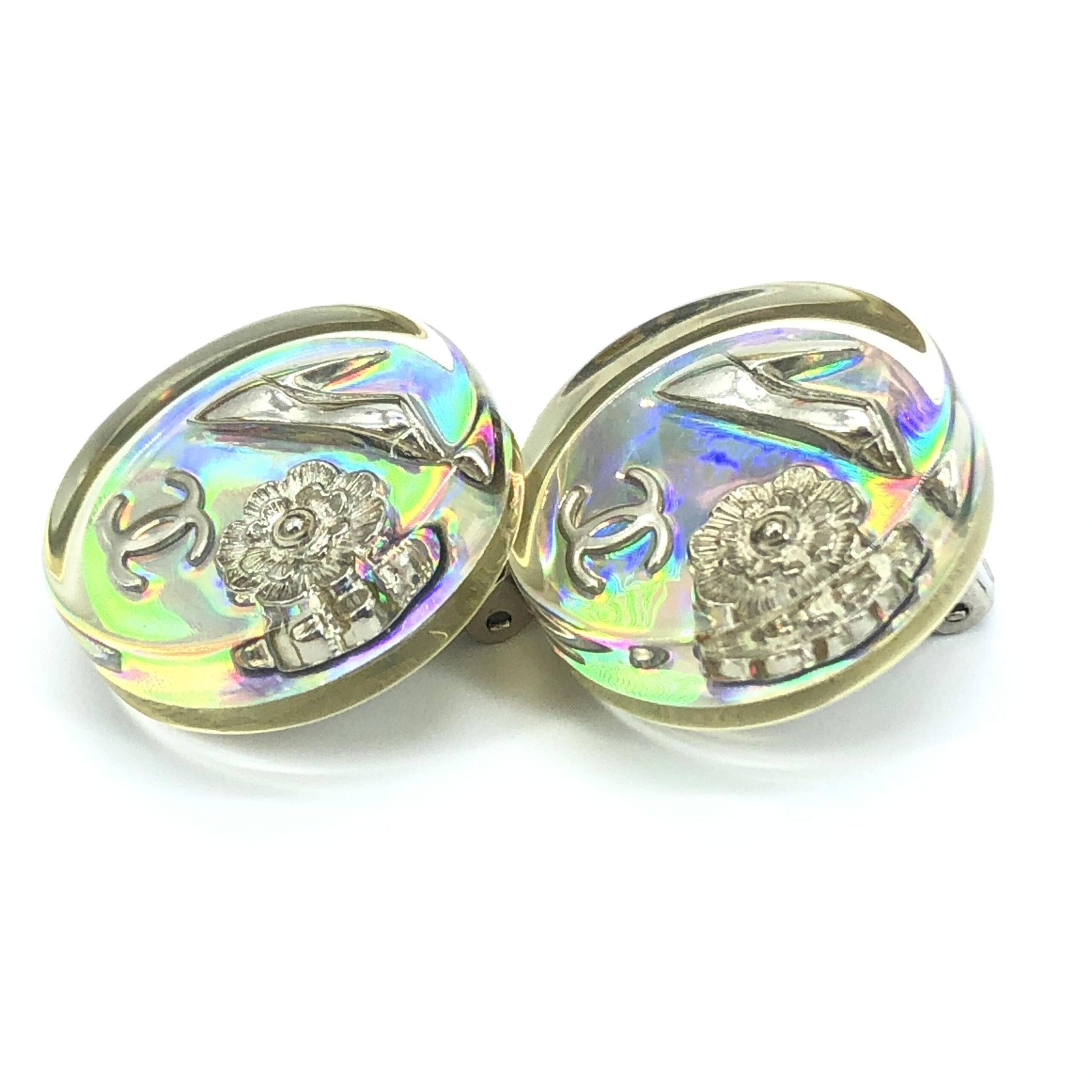 Chanel Vintage Holographic Logo Clip-On Earrings – Artisanal Luxury