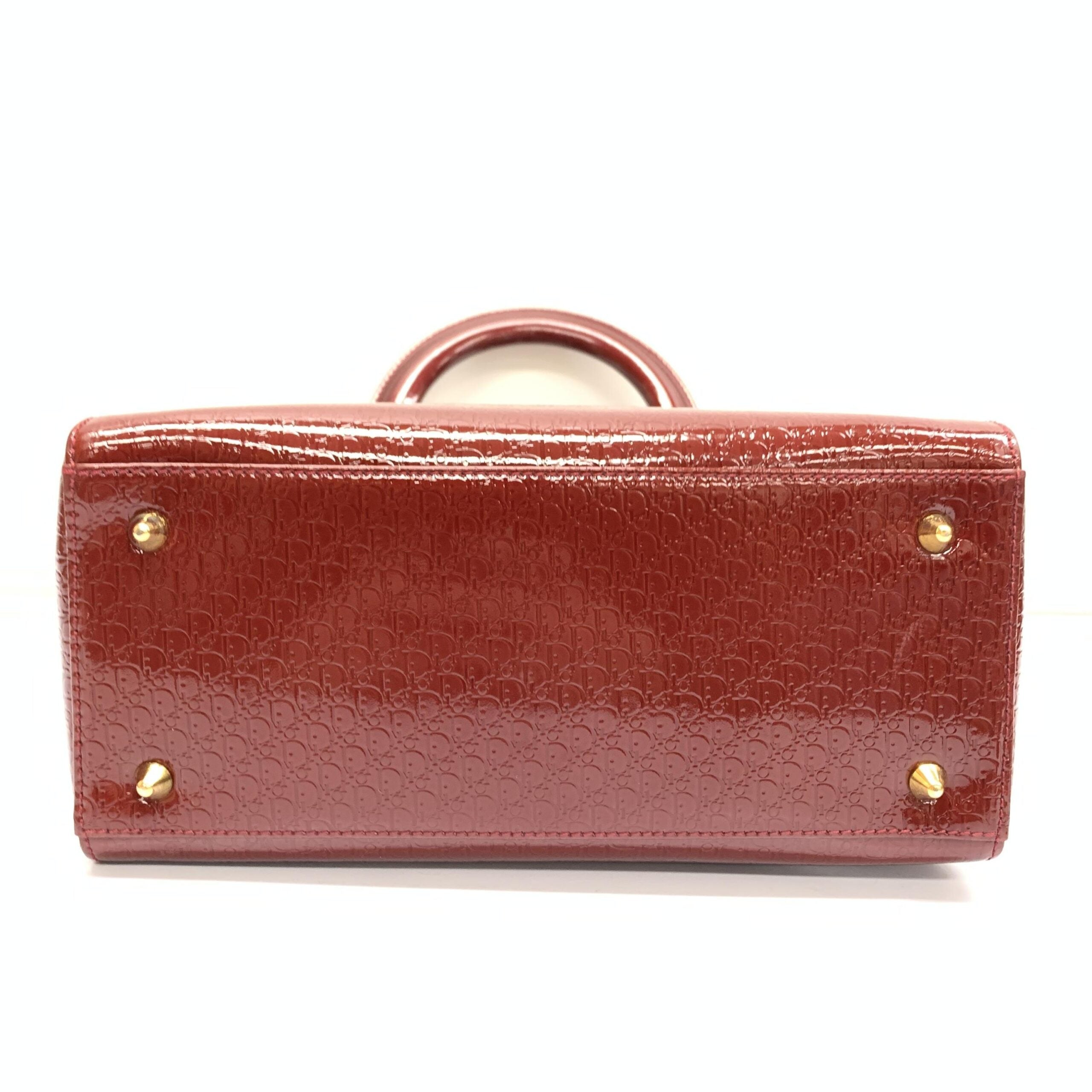 Christian Dior Lady D-Lite Patent Leather Burgundy Patent Leather Handbag With Charms