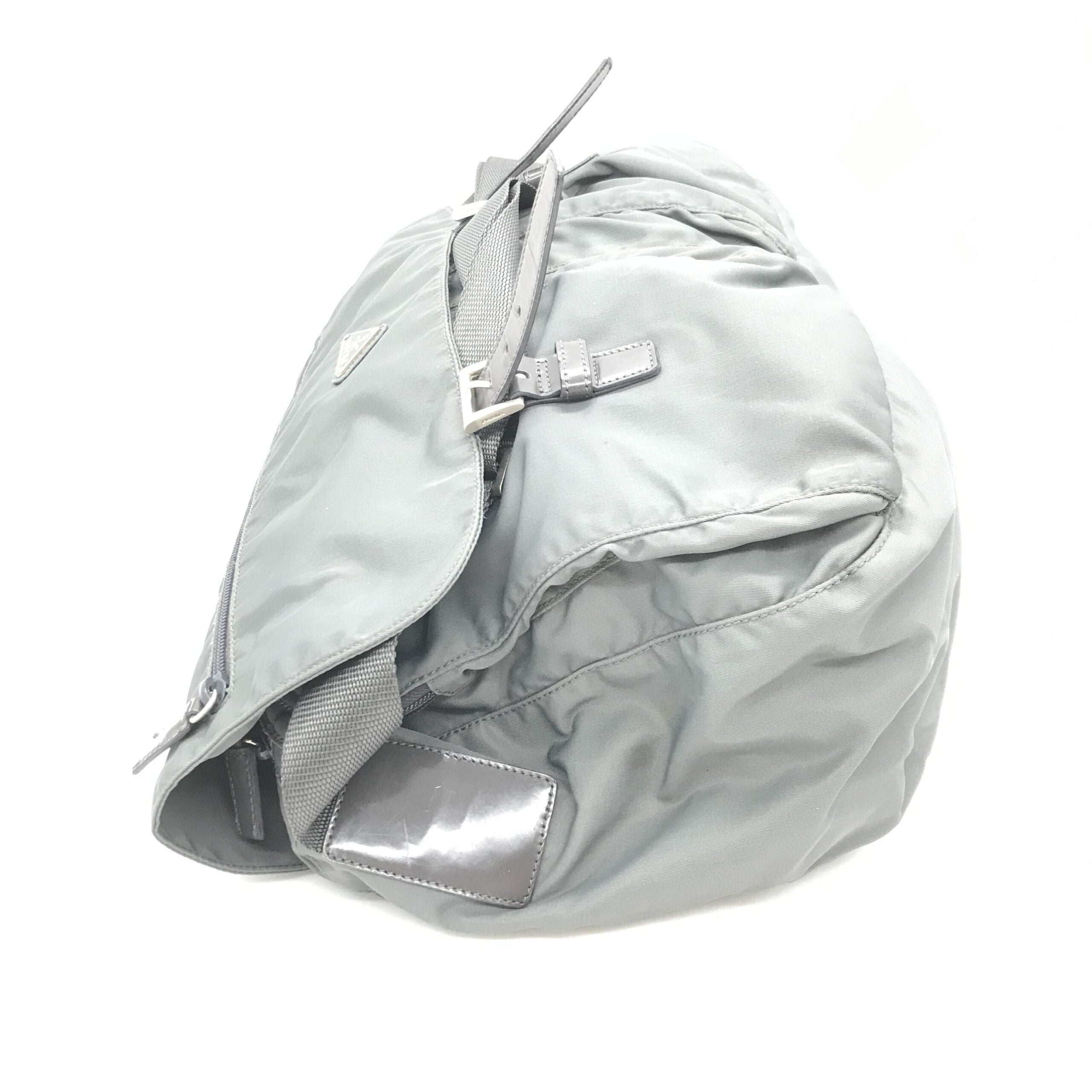 Prada Gray Nylon Shoulder Bag With Straps