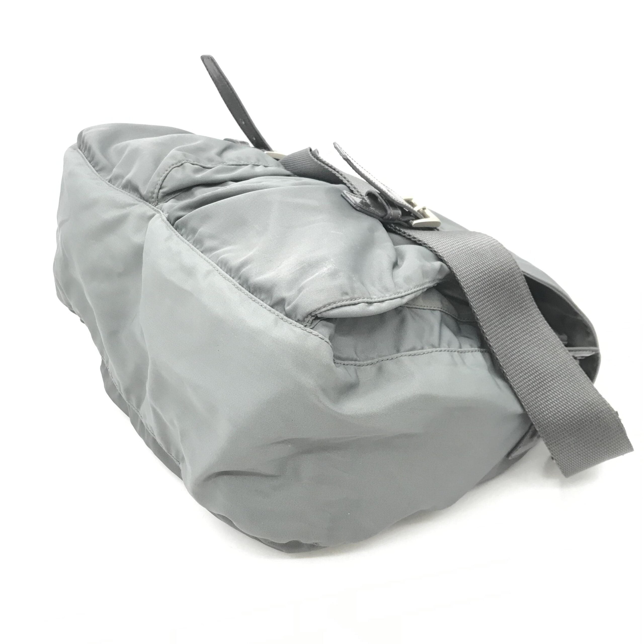 Prada Gray Nylon Shoulder Bag With Straps
