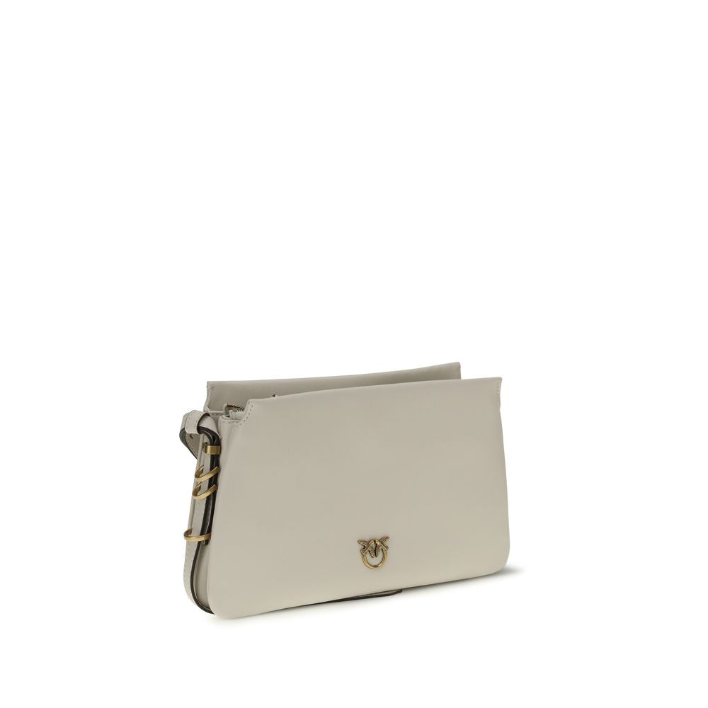 Indulge in the PINKO White Calf Leather Bos Taurus Shoulder Bag, a testament to artisanal elegance, designed for those who appreciate luxury and sophistication.