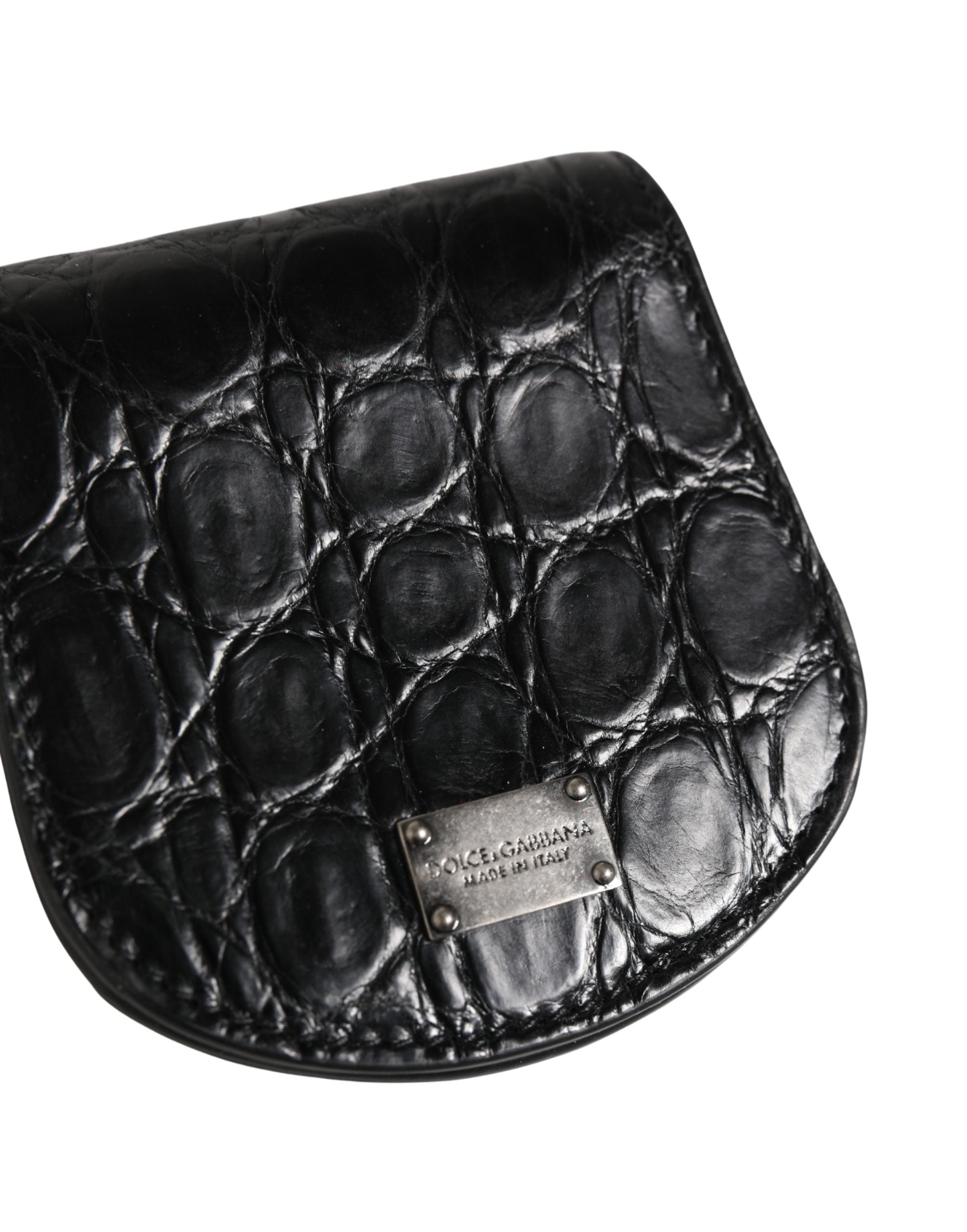 Dolce & Gabbana Black Exotic Skin Condom Case Holder Wallet