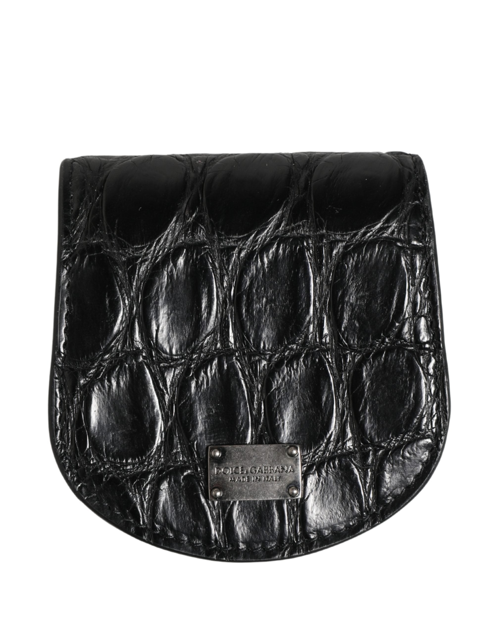 Dolce & Gabbana Black Exotic Skin Condom Case Holder Wallet