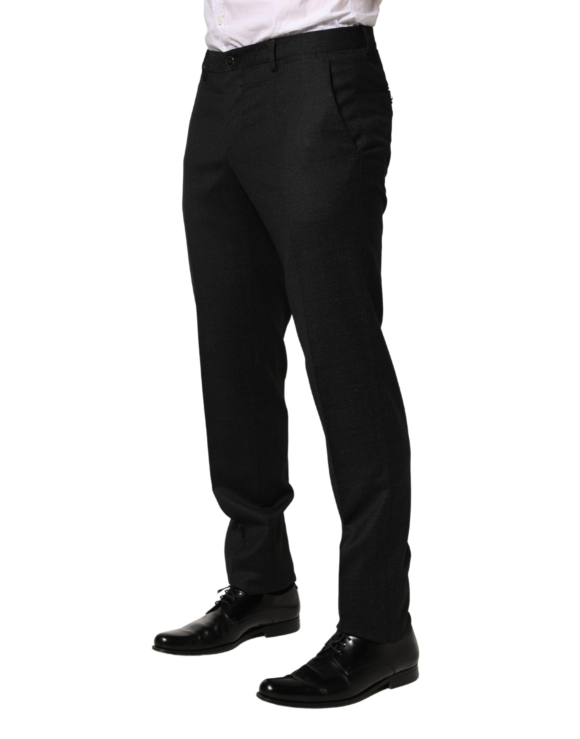 Dolce & Gabbana Black Wool Skinny Men Dress Trouser Pants