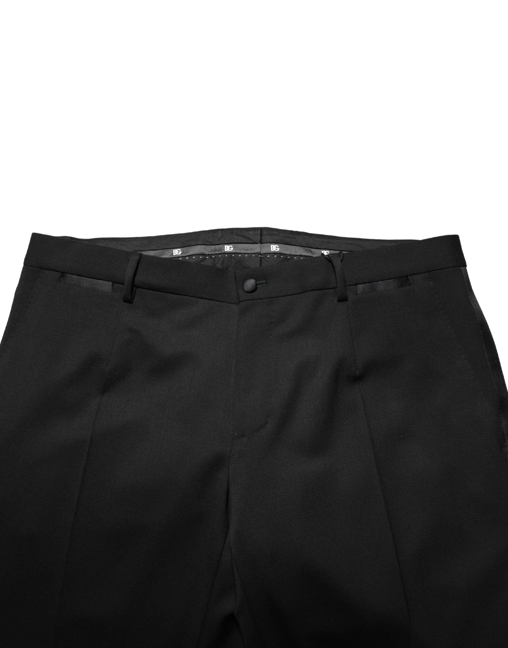 Dolce & Gabbana Black Wool Skinny Men Dress Trouser Pants