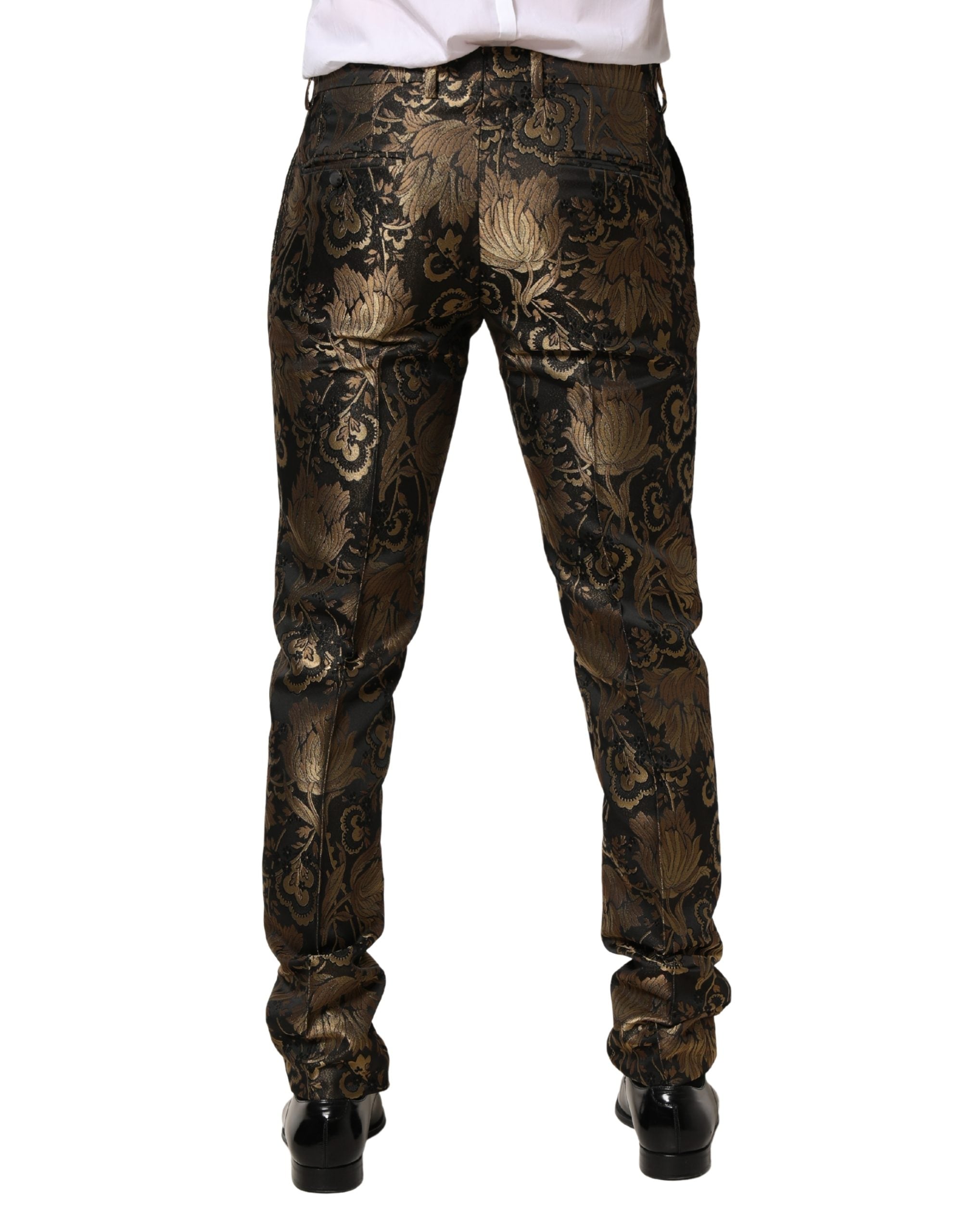 Dolce & Gabbana Gold Jacquard Dress Formal Men Trouser Pants