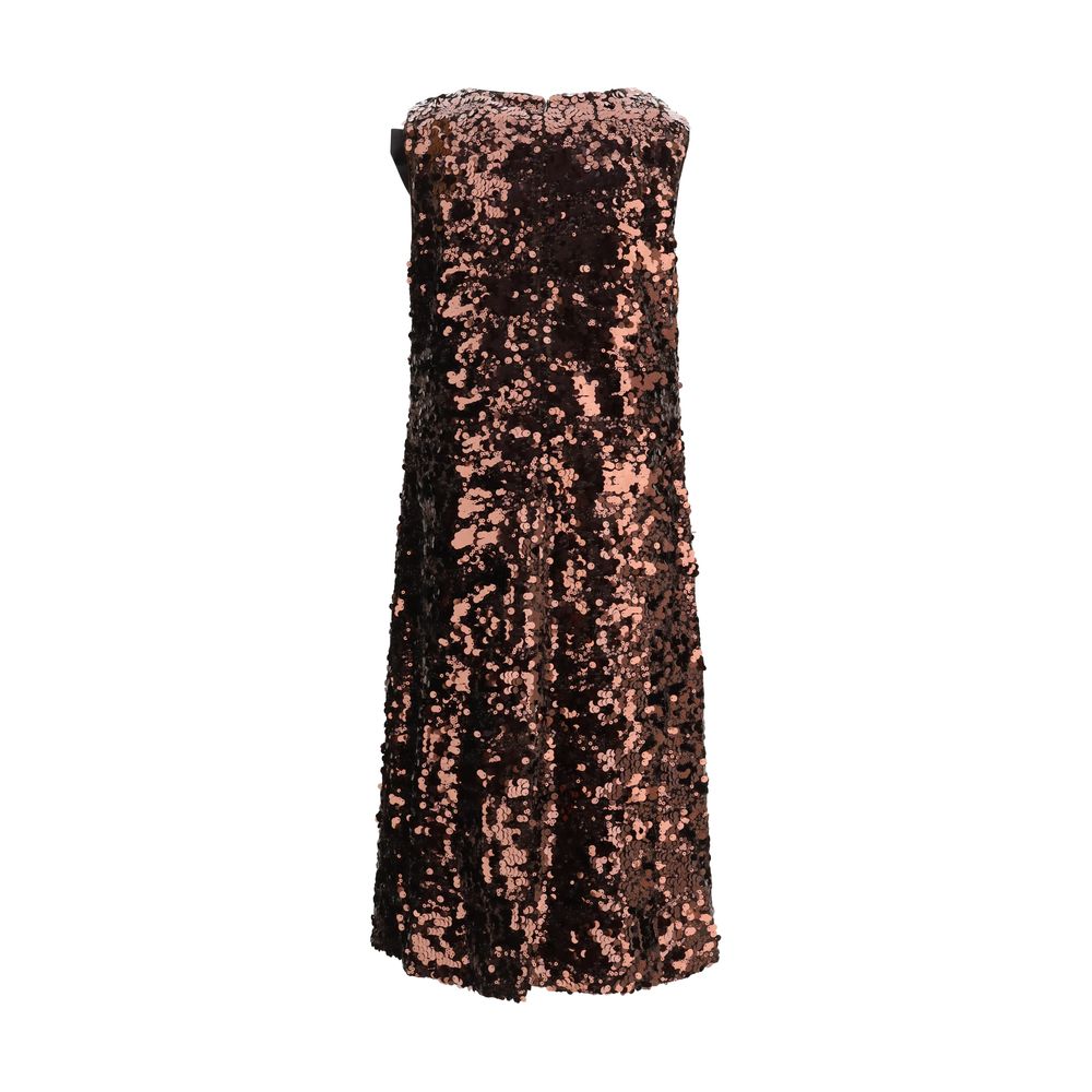 Ganni Brown Cocktail Dress - Elegance in Recycled Polyester