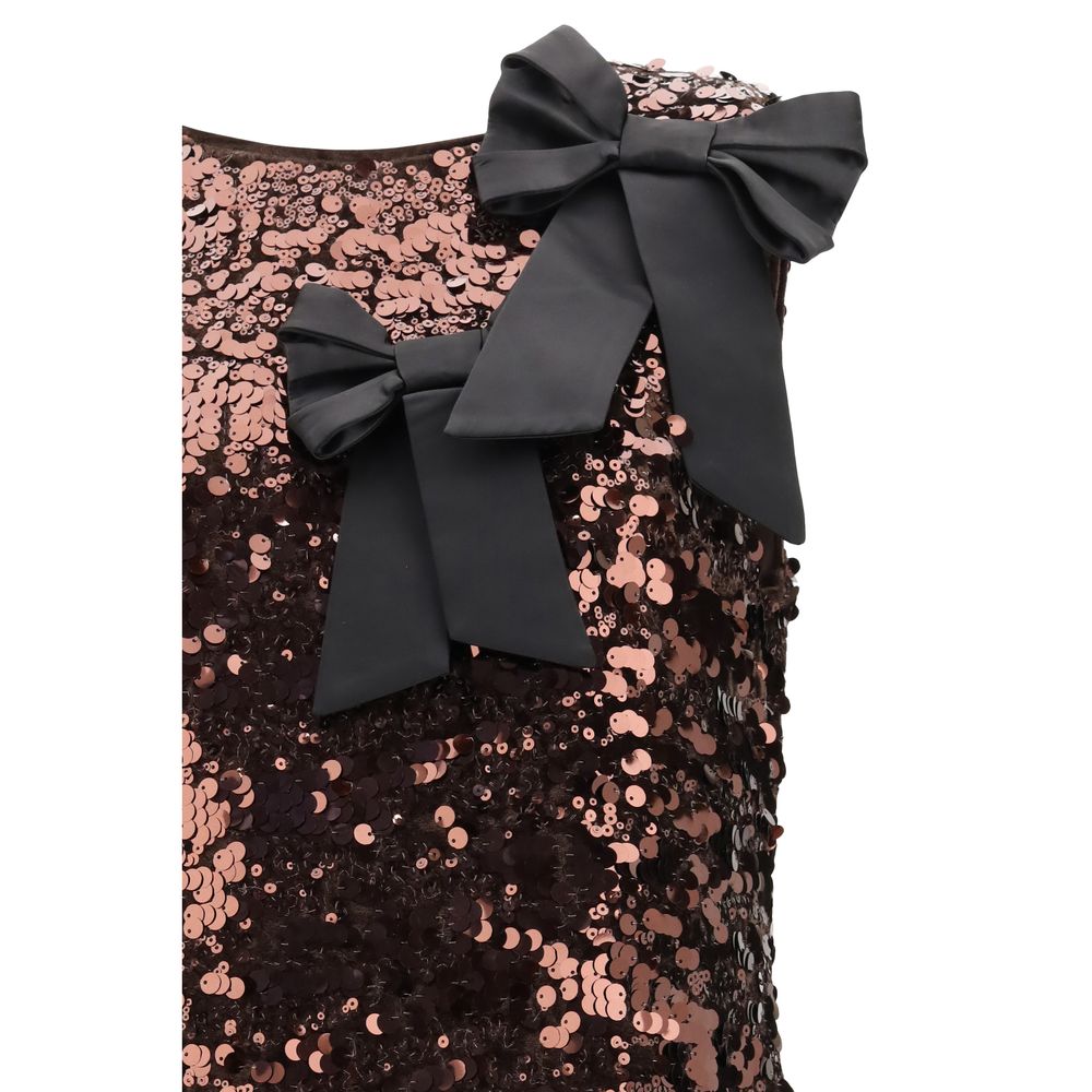 Ganni Brown Recycled Polyester Cocktail Dress - Timeless Elegance