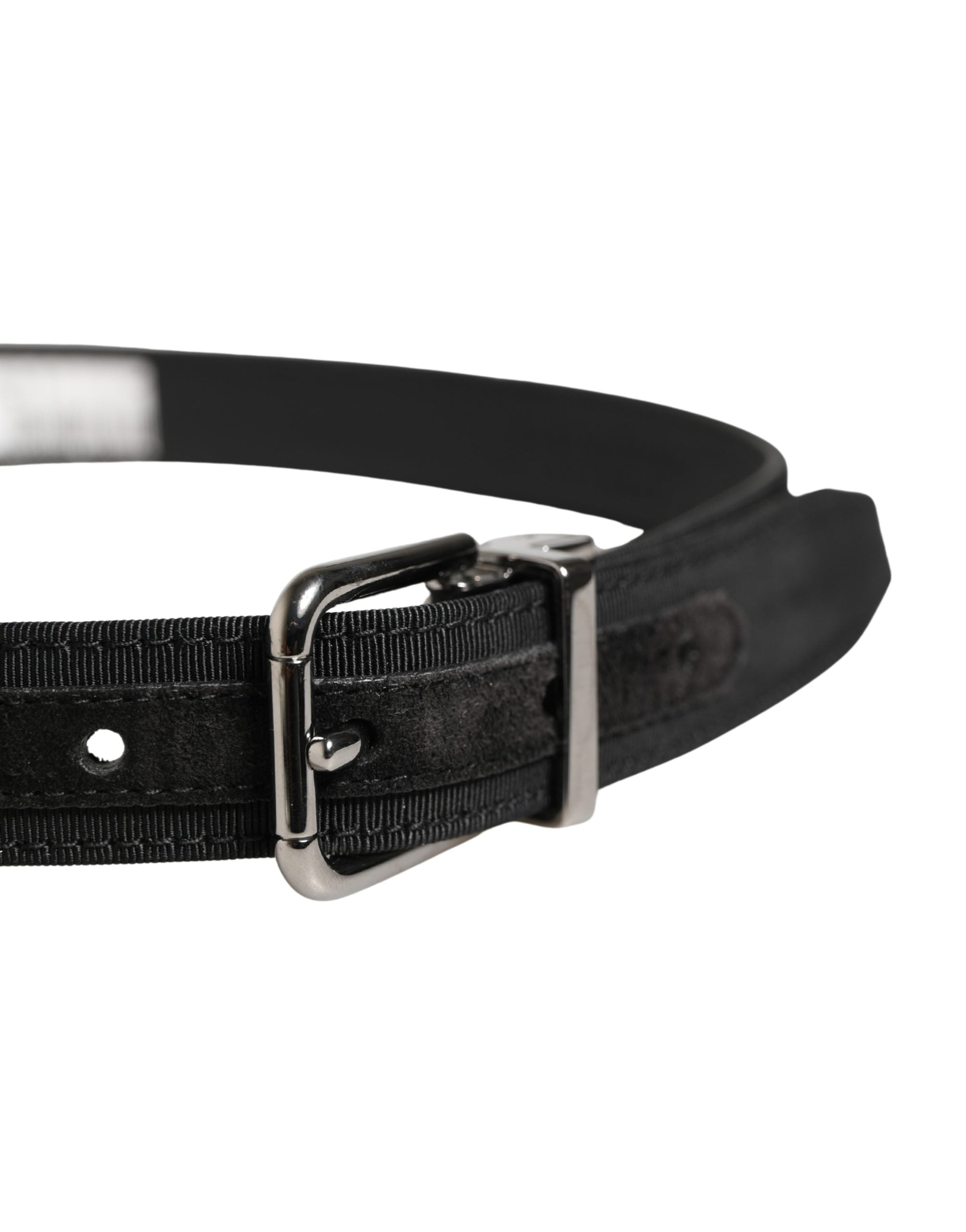Dolce & Gabbana Men Black Viscose Leather Metal Buckle Belt