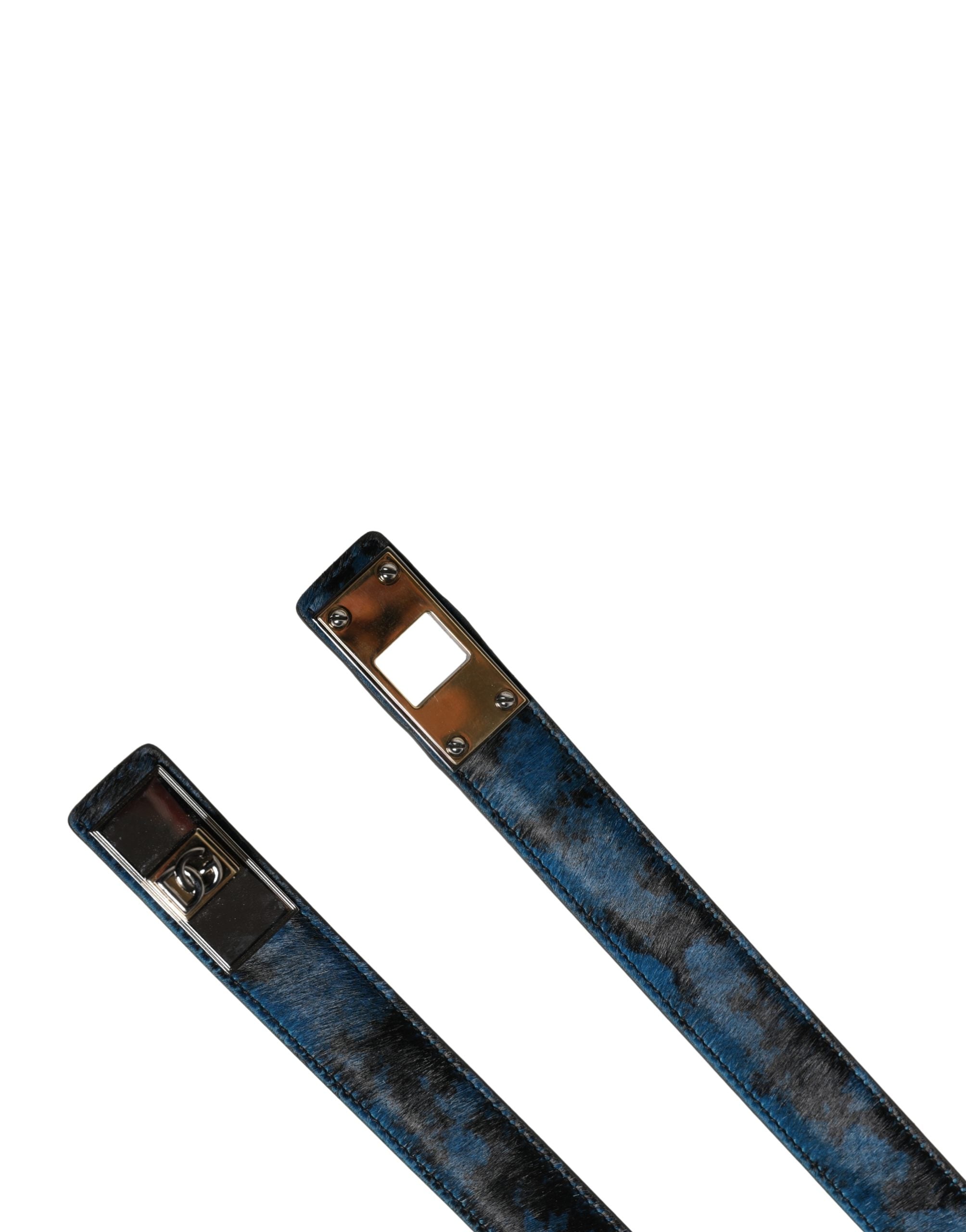 Dolce & Gabbana Blue Calf Leather Logo Belt - Timeless Luxury