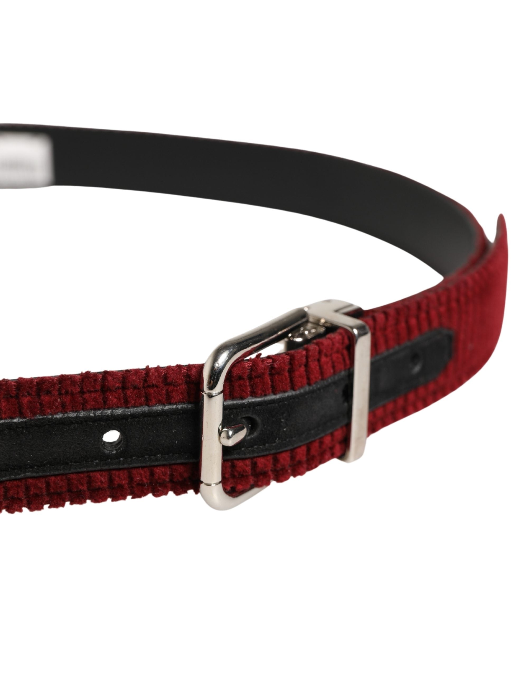 Dolce & Gabbana Red Velvet Leather Belt - Exquisite Italian Luxury
