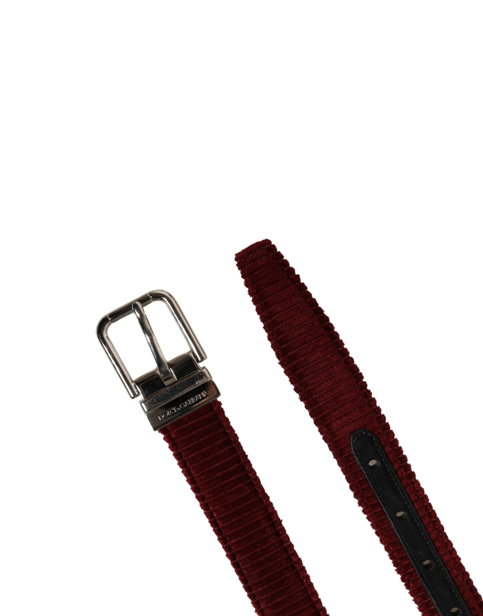 Dolce & Gabbana Red Velvet Leather Belt - Exquisite Luxury Accessory