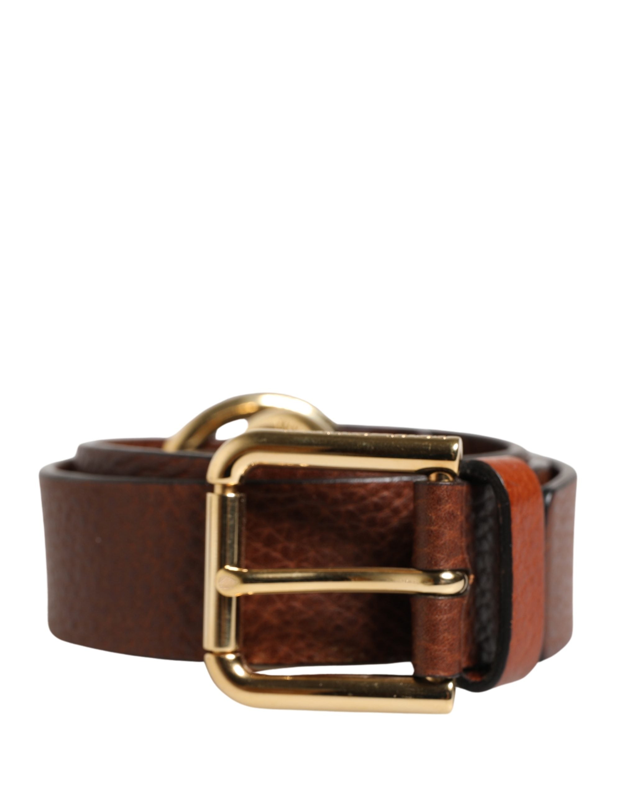 Indulge in the exquisite Dolce & Gabbana Men Brown Classic Leather Metal Buckle Belt, a symbol of artisanal luxury crafted from 100% calf leather, embodying timeless sophistication.