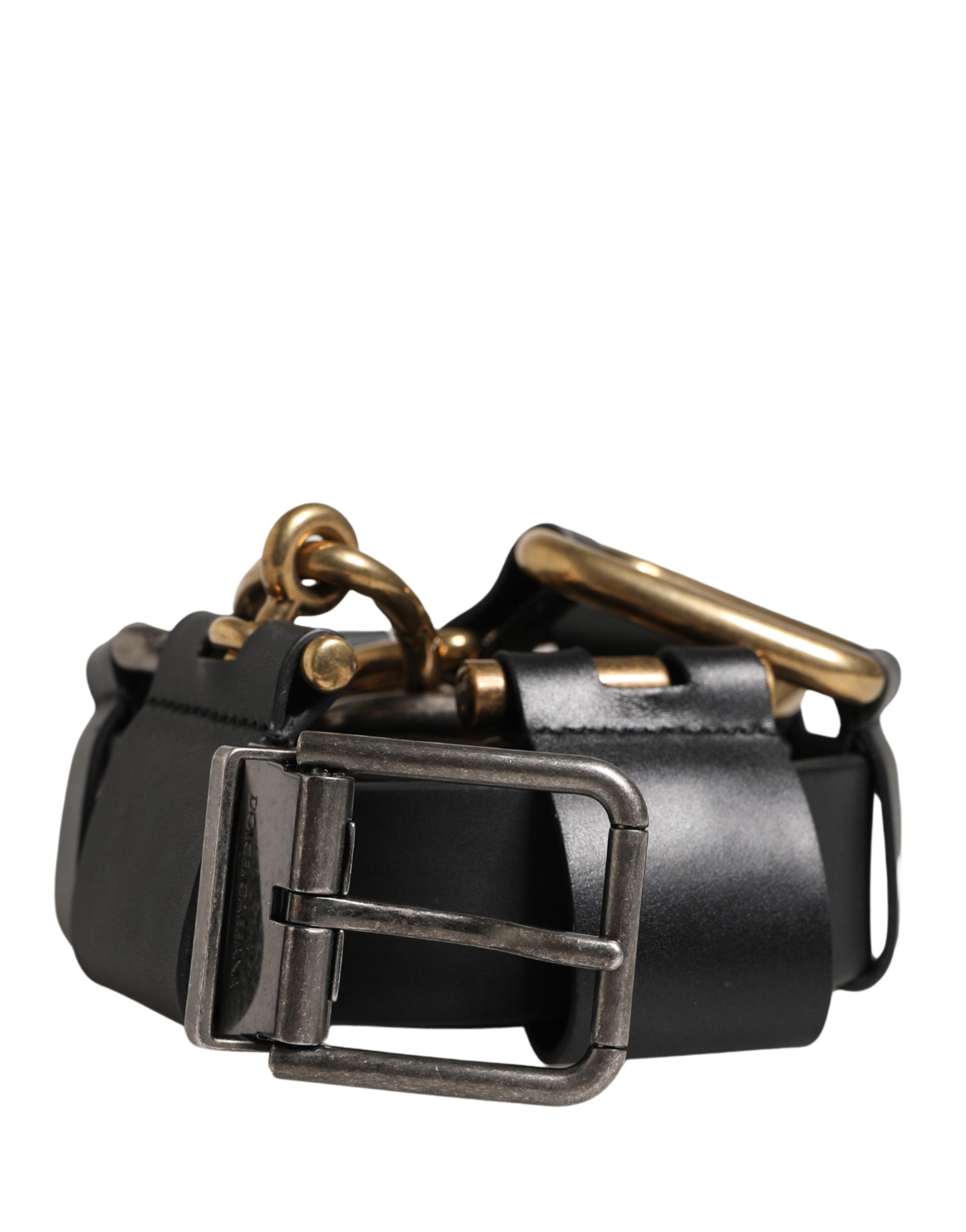 Dolce & Gabbana Black Leather Metal Buckle Belt - Artisanal Luxury