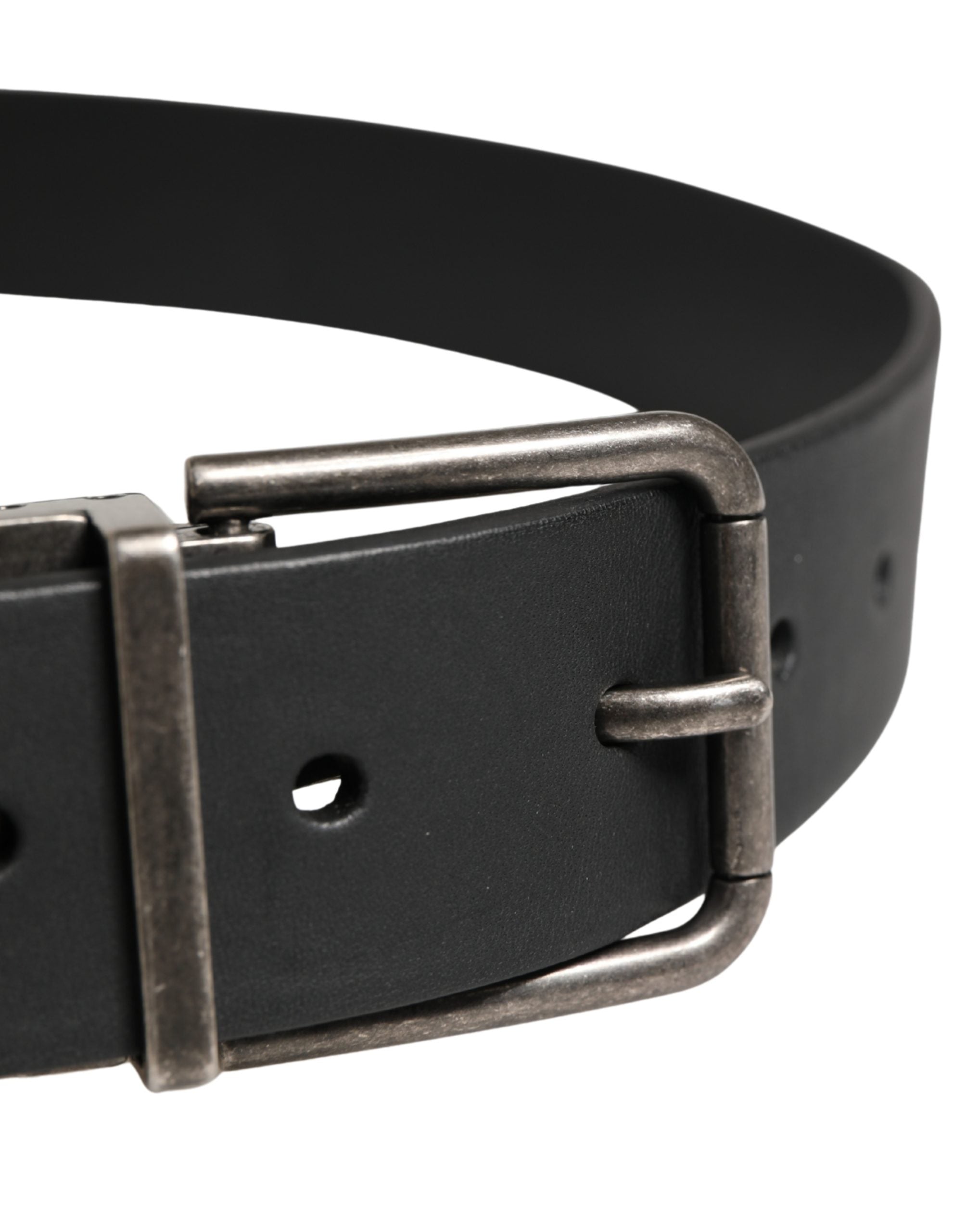 Dolce & Gabbana Black Leather Metal Buckle Belt - Artisanal Luxury