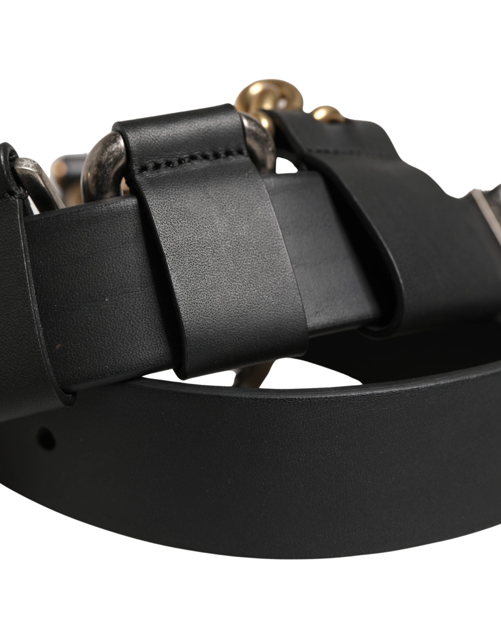 Dolce & Gabbana Black Leather Metal Buckle Belt - Artisanal Elegance