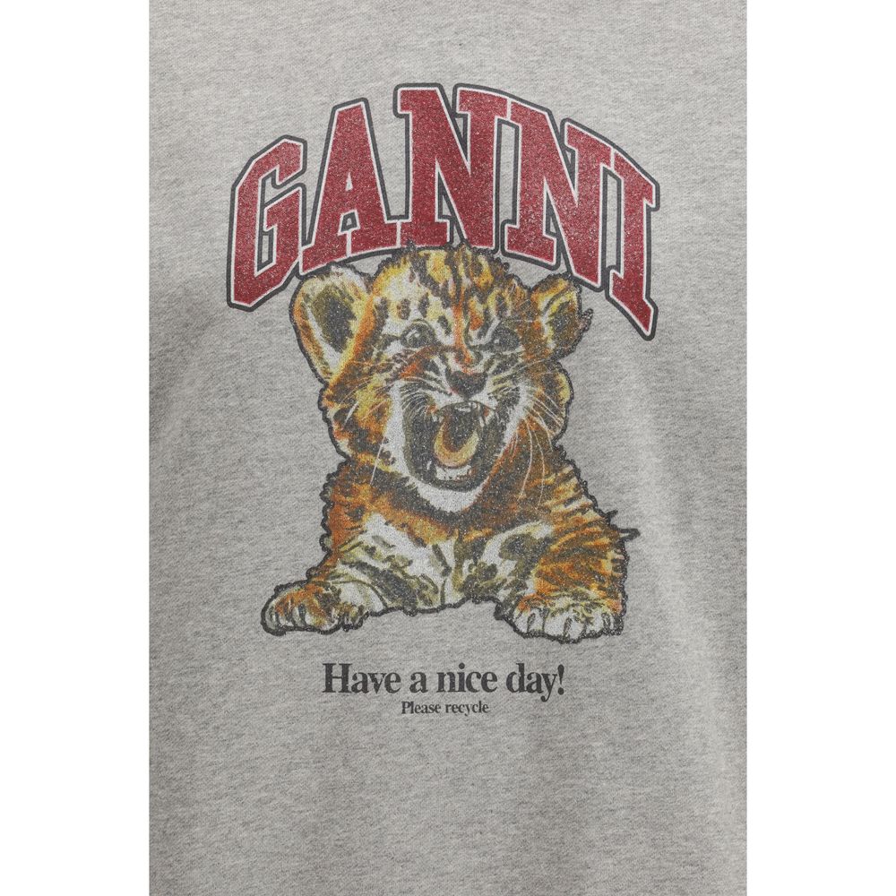 Ganni Gray Cotton Sweatshirt - Urban Luxury for Modern Elegance
