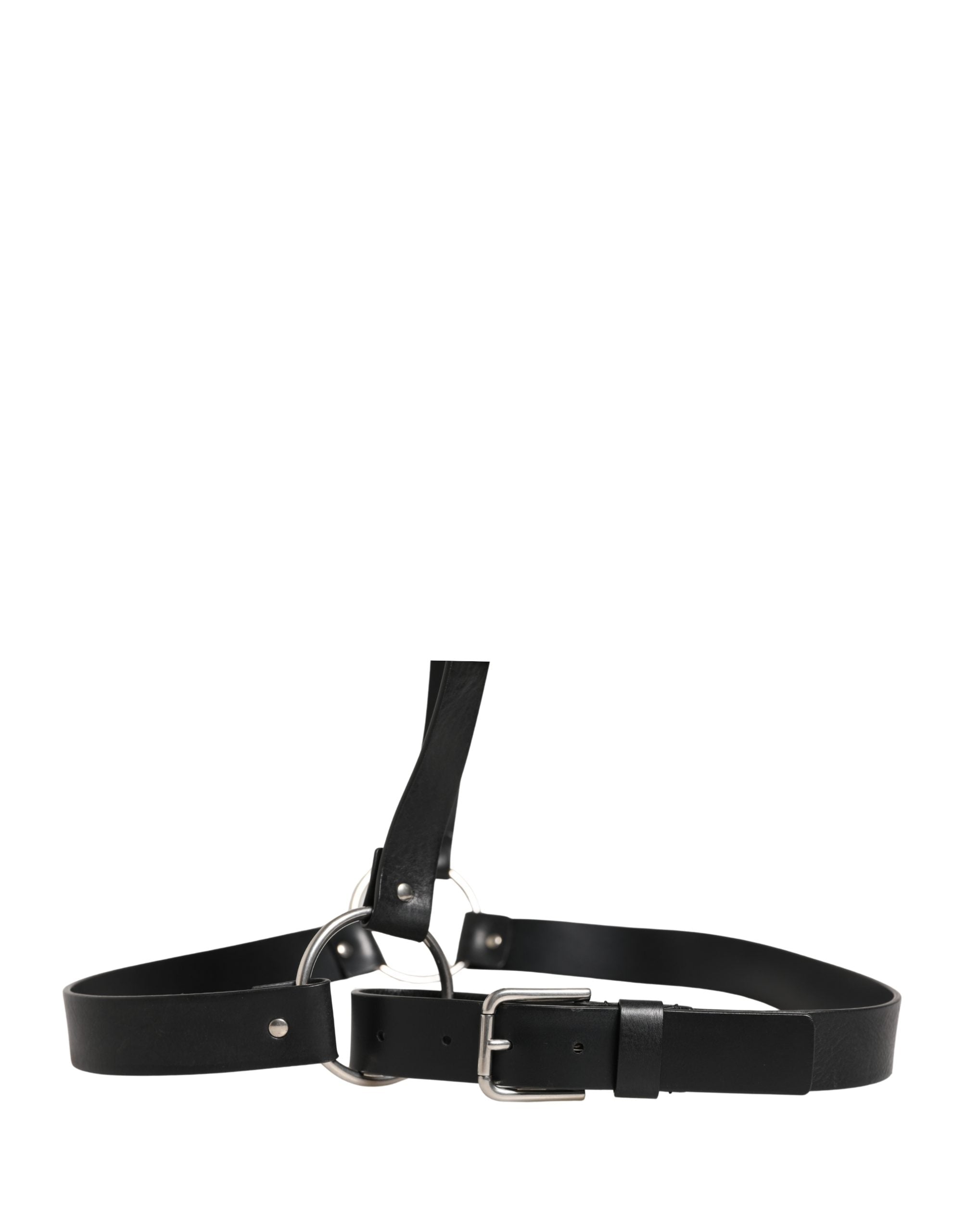 Dolce & Gabbana Black Double Strap Leather Belt - Exquisite Luxury