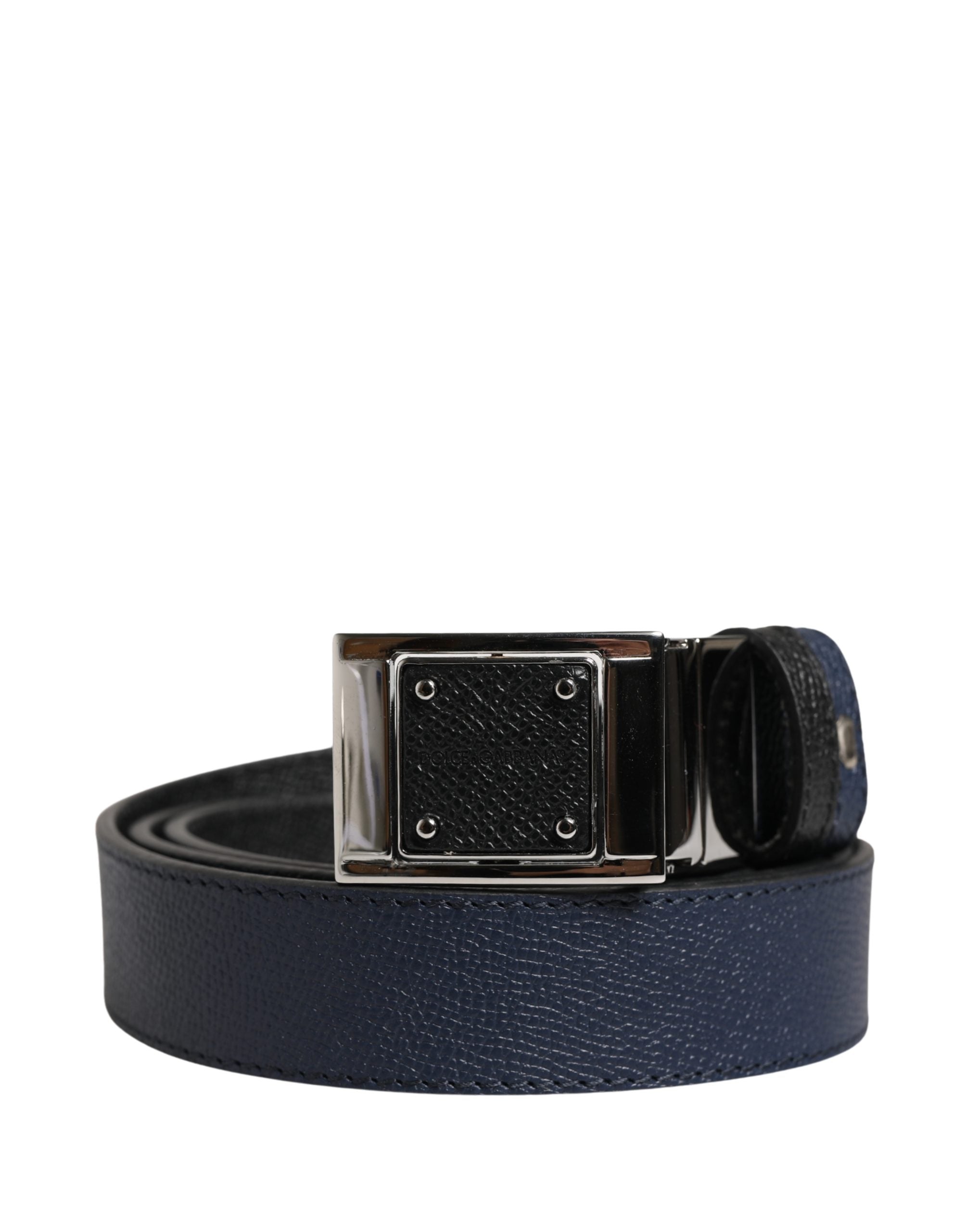 Indulge in the exquisite allure of the Dolce & Gabbana Men Blue Calfskin Leather Square Buckle Belt, a testament to Italian craftsmanship and modern elegance.