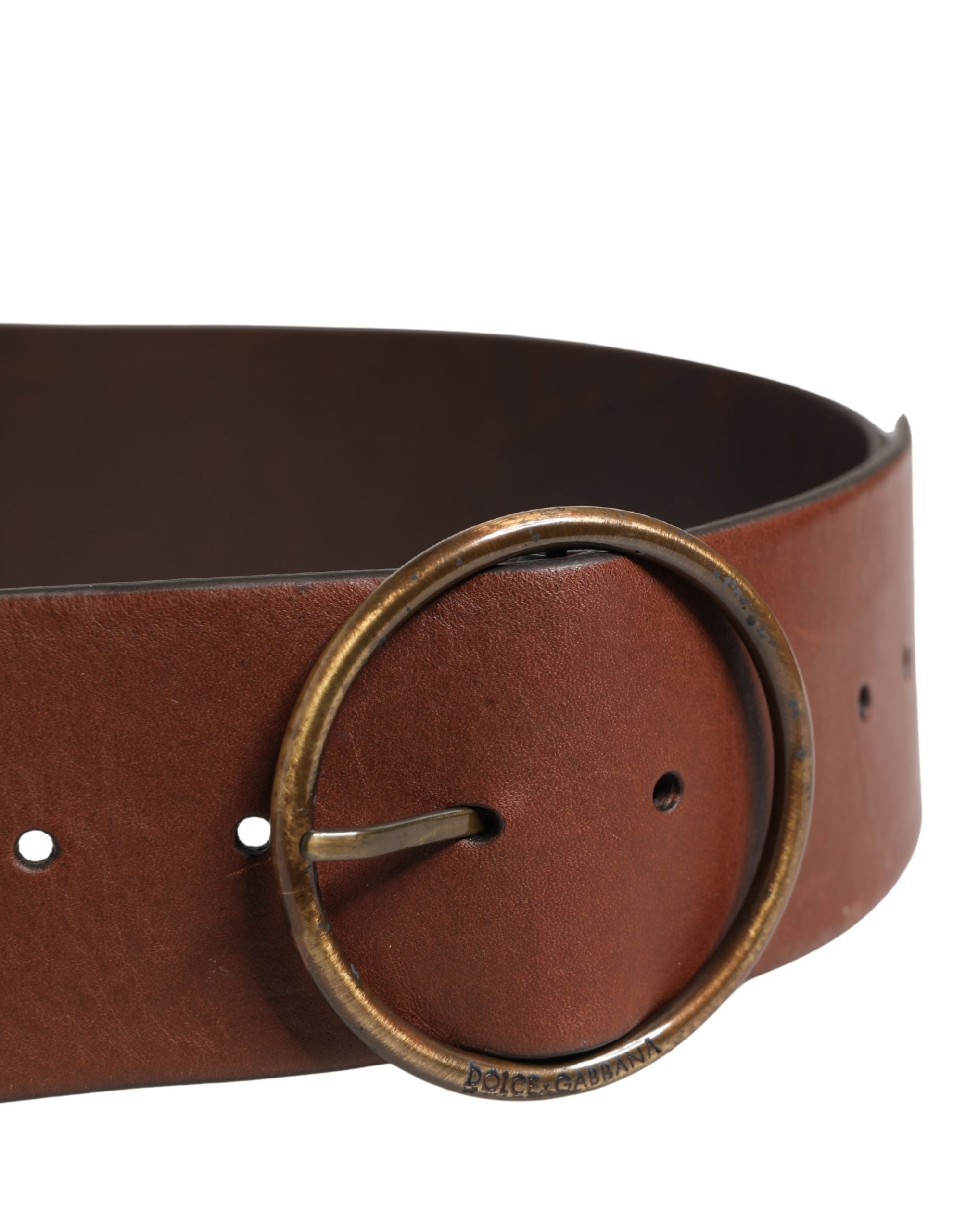 Dolce & Gabbana Brown Leather Wide Waist Belt – Timeless Luxury