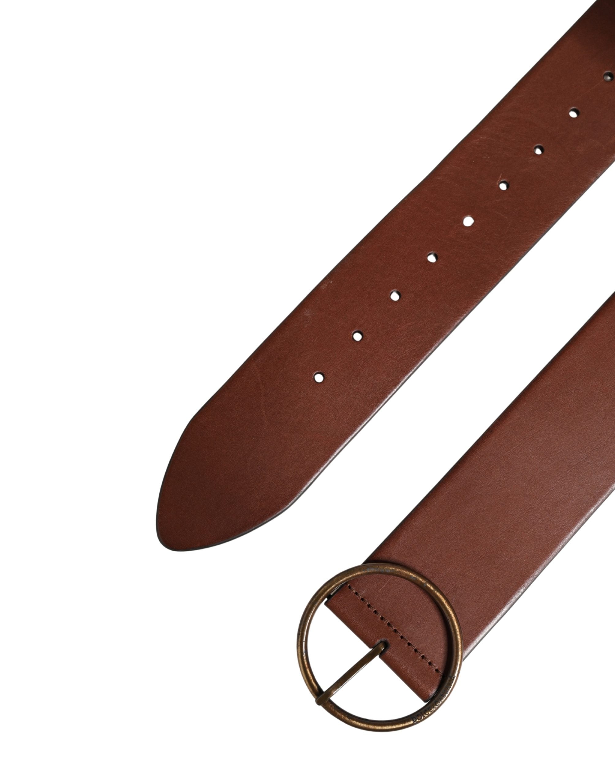Dolce & Gabbana Brown Leather Wide Waist Belt – Luxury Couture