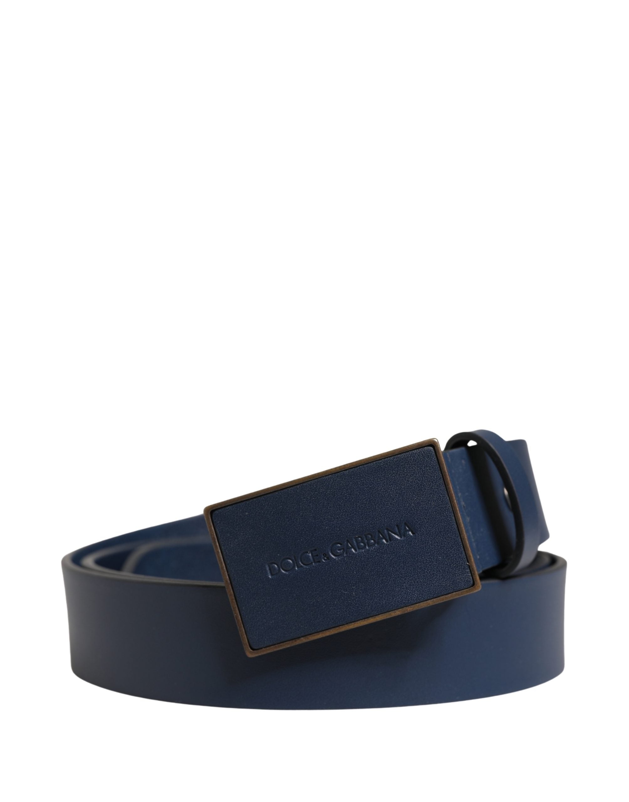 Dolce & Gabbana Blue Calf Leather Logo Belt - Luxury Accessory