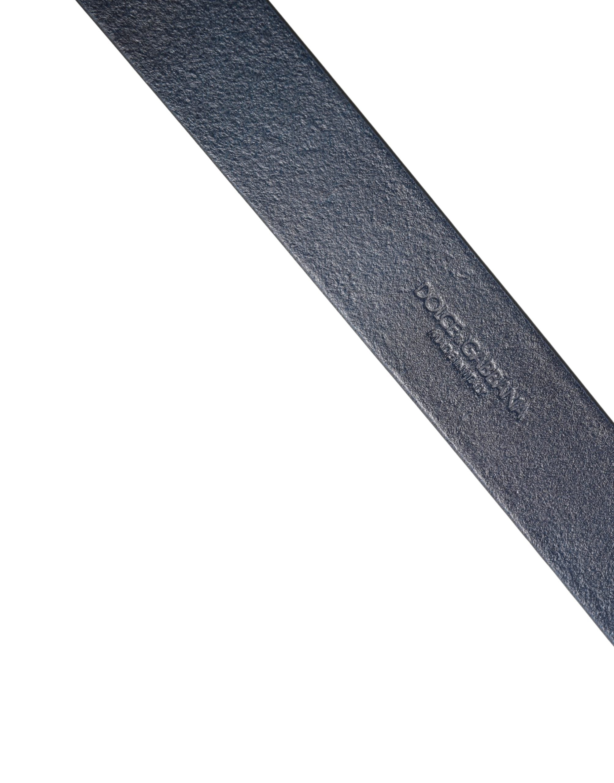 Dolce & Gabbana Blue Calf Leather Logo Belt - Luxury Accessory