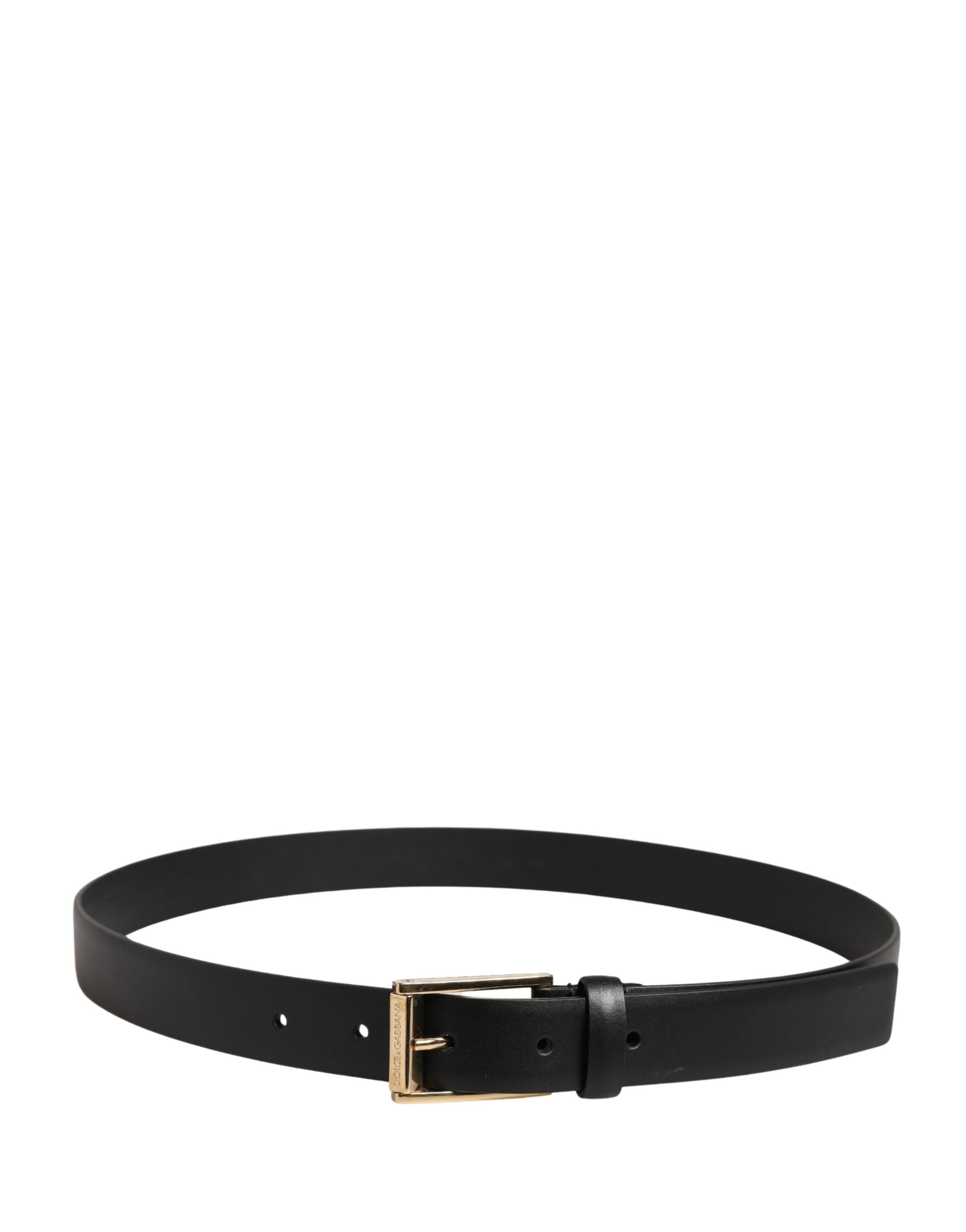 Elevate your style with the Dolce & Gabbana Men Black Classic Leather Metal Buckle Belt, a masterpiece of Italian craftsmanship in luxurious calf leather, perfect for any occasion.