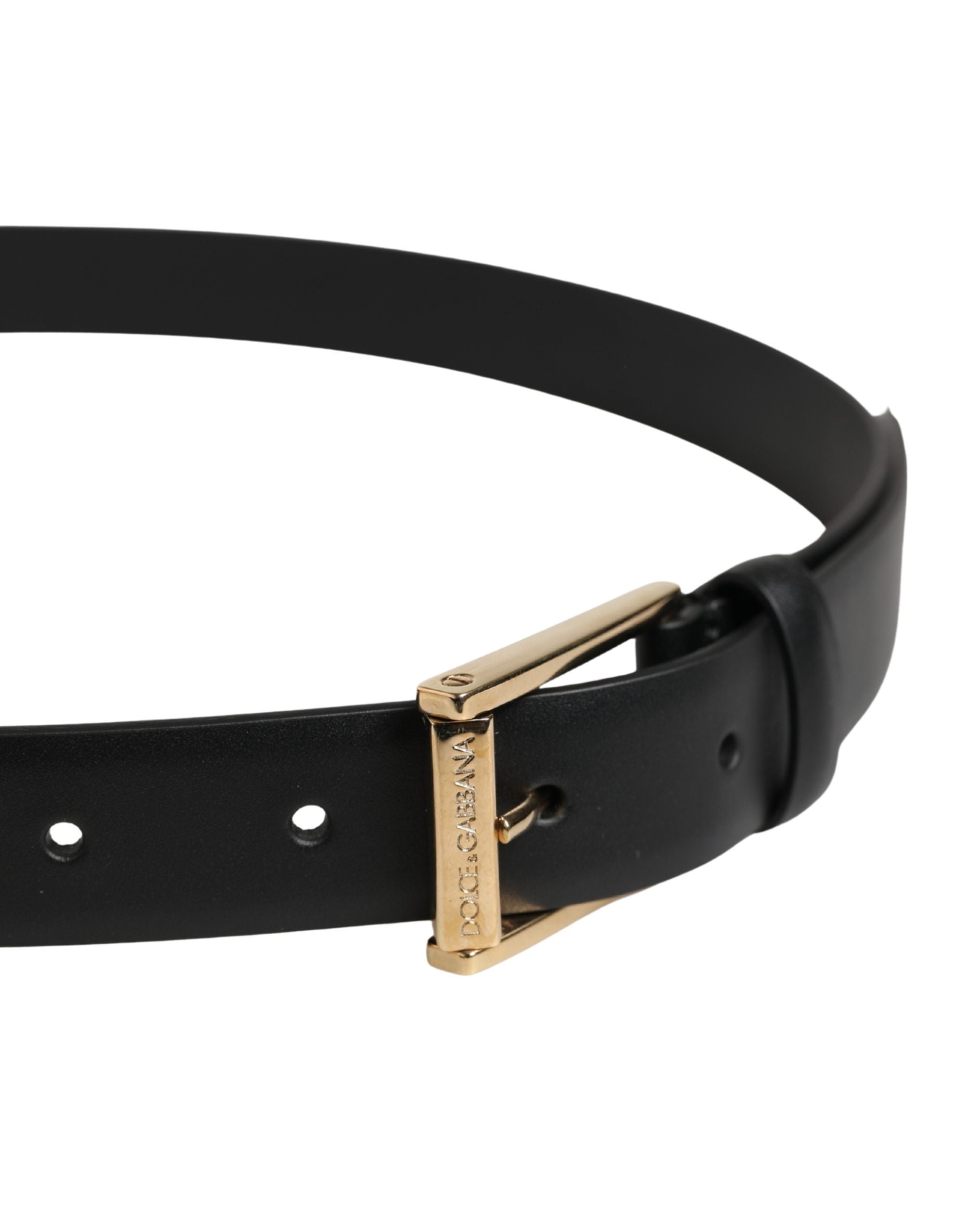 Elevate your style with the Dolce & Gabbana Men Black Classic Leather Metal Buckle Belt, a luxurious accessory crafted from 100% calf leather, embodying timeless elegance and sophistication.